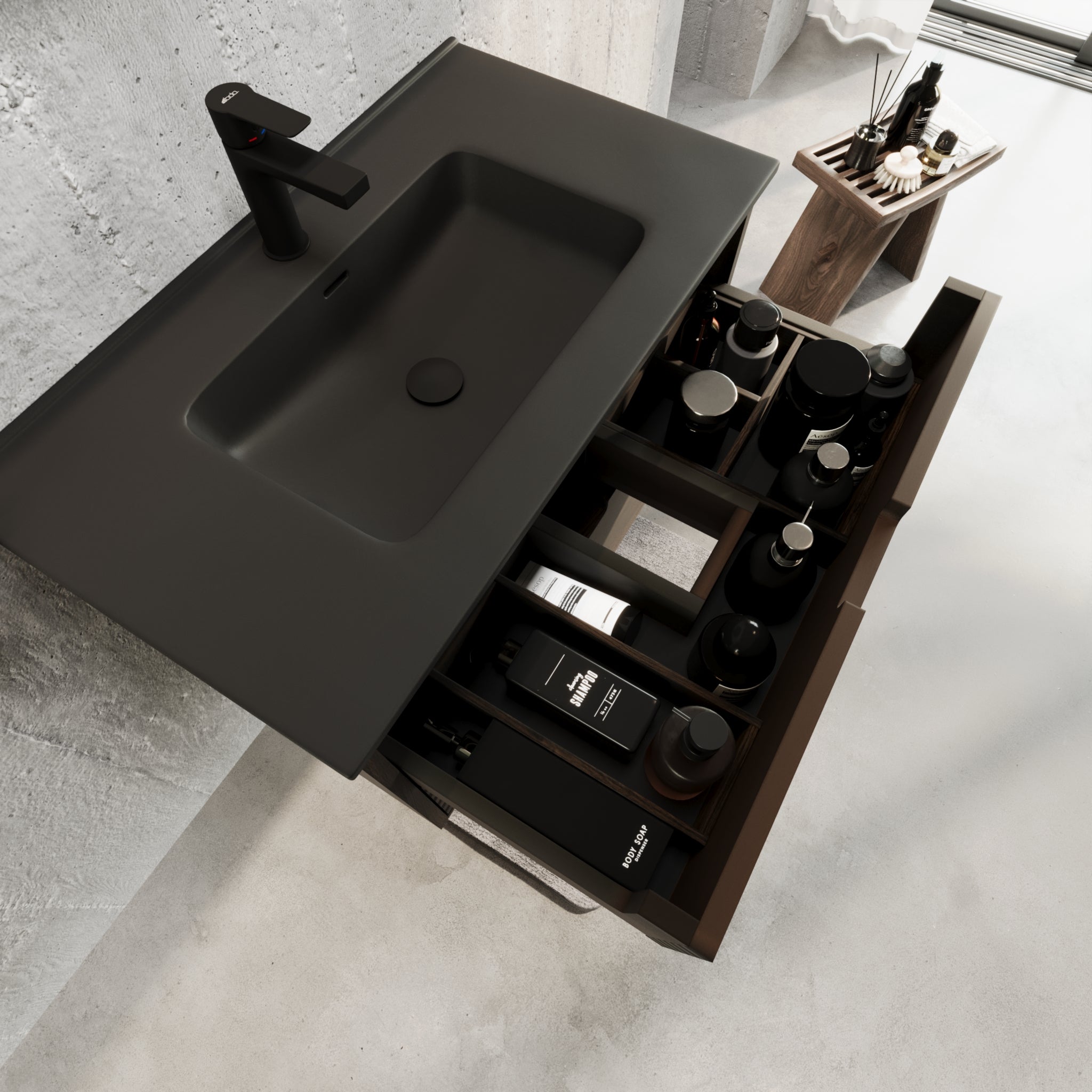 Troldeskoven Badrumsmöbel, Svart Ek - Badrumsmöbel - BATH DELUXE - PRESTIGE - 96 - 080 - 56 - 82 - 40 - BATHDELUXE SWEDEN