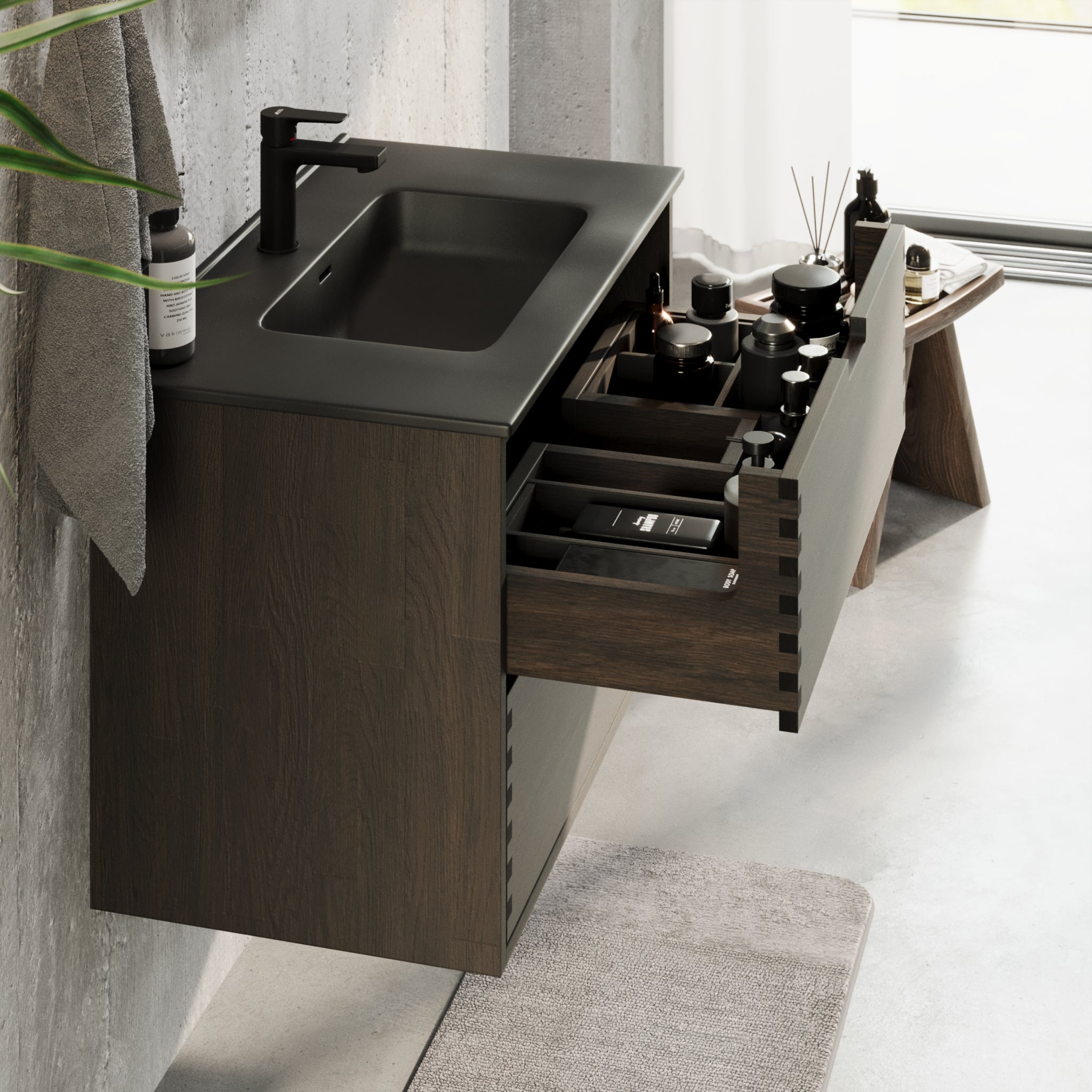 Troldeskoven Badrumsmöbel, Svart Ek - Badrumsmöbel - BATH DELUXE - PRESTIGE - 96 - 080 - 56 - 82 - 40 - BATHDELUXE SWEDEN