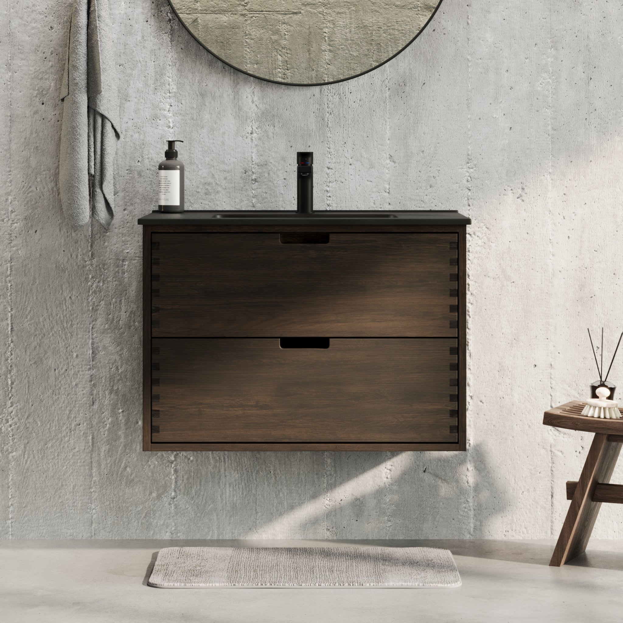 Troldeskoven Badrumsmöbel, Svart Ek - Badrumsmöbel - BATH DELUXE - PRESTIGE - 96 - 080 - 56 - 82 - 40 - BATHDELUXE SWEDEN