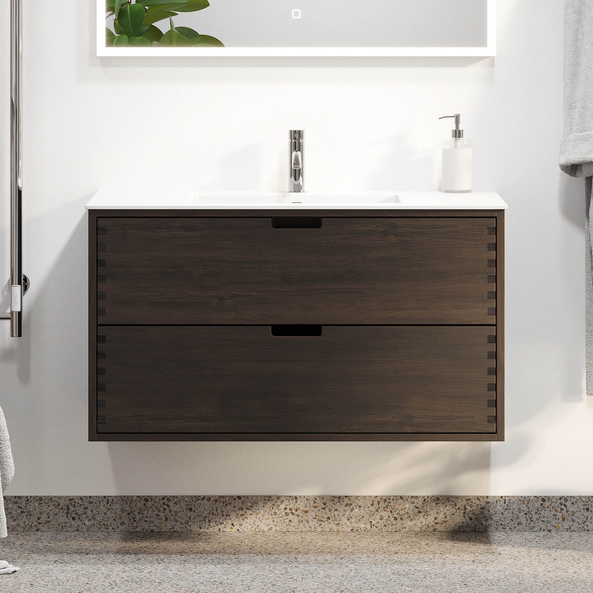 Egeskov, Furniture Set - Basin & Cabinet, Oak Black - 100 cm - MASTERSTORE - 8595677194067 - Furniture Set - Code - 96-100-52-82-40 - 8595677194067