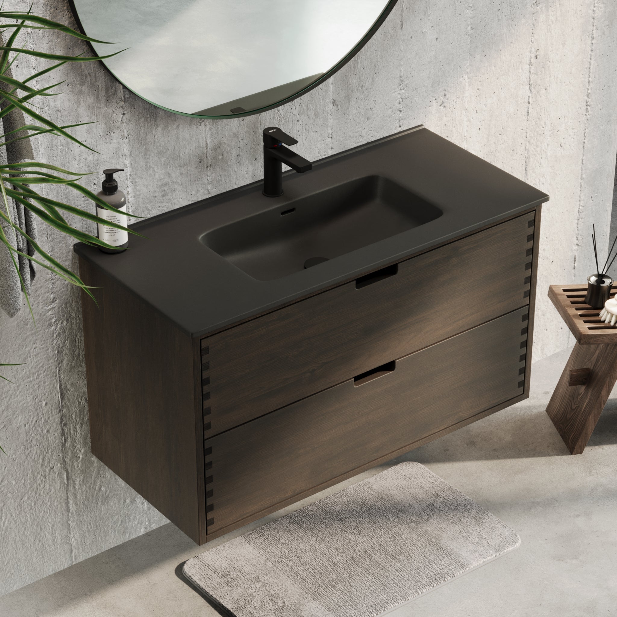 Troldeskoven Badrumsmöbel, Svart Ek - Badrumsmöbel - BATH DELUXE - PRESTIGE - 96 - 100 - 56 - 82 - 40 - BATHDELUXE SWEDEN