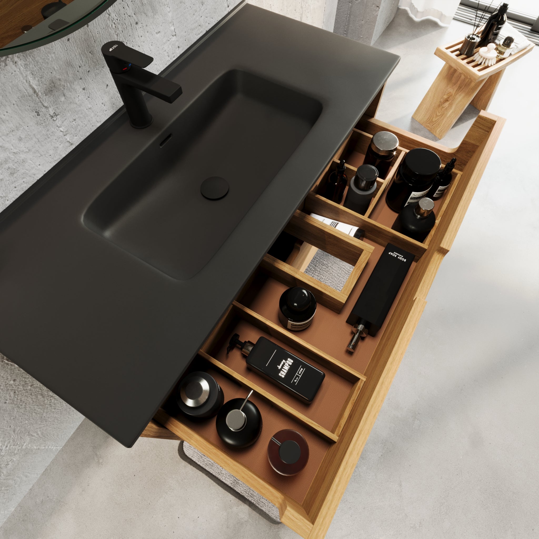 Troldeskoven Badrumsmöbel, Ek - Badrumsmöbel - BATH DELUXE - PRESTIGE - 96 - 100 - 56 - 86 - 40 - BATHDELUXE SWEDEN