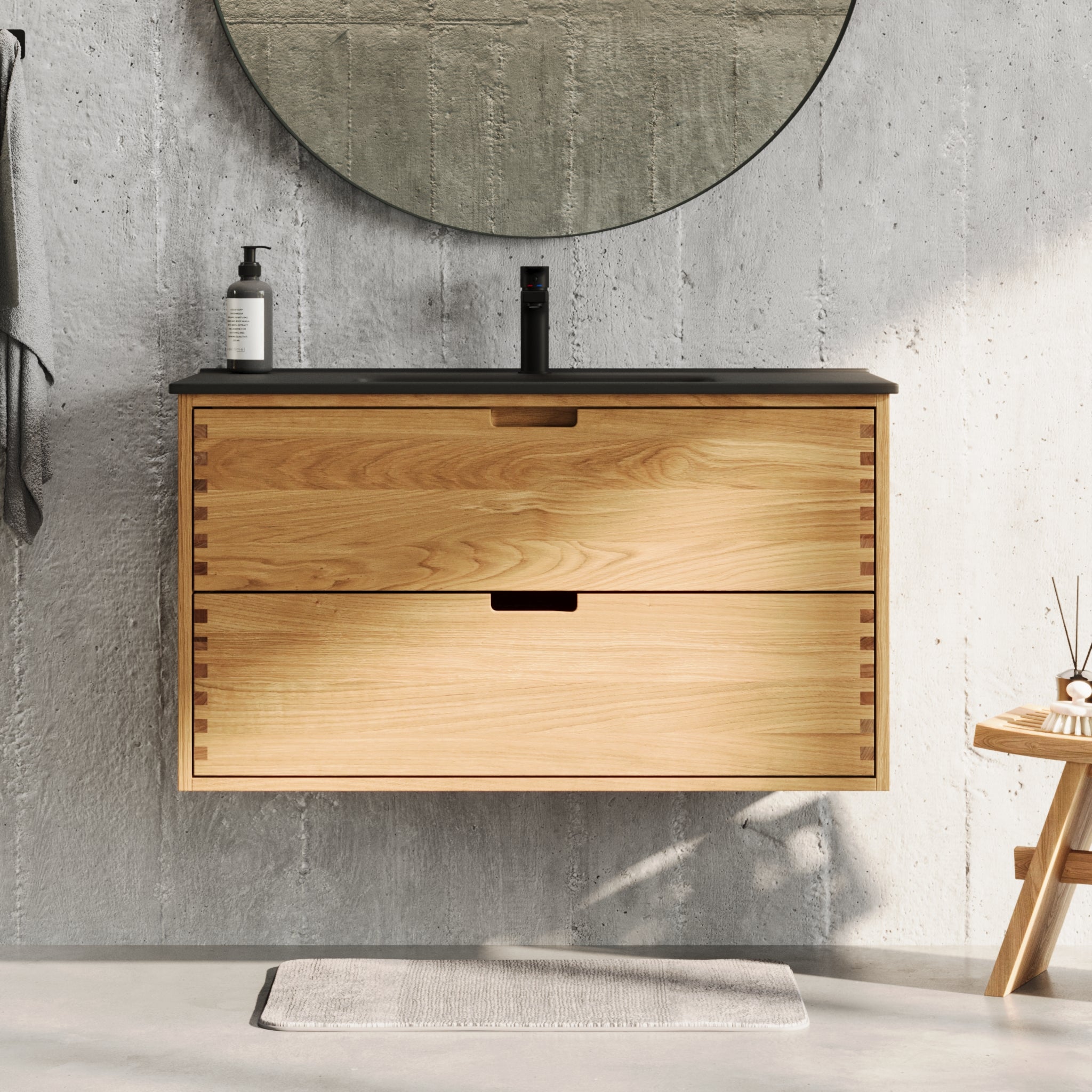Troldeskoven Badrumsmöbel, Ek - Badrumsmöbel - BATH DELUXE - PRESTIGE - 96 - 100 - 56 - 86 - 40 - BATHDELUXE SWEDEN