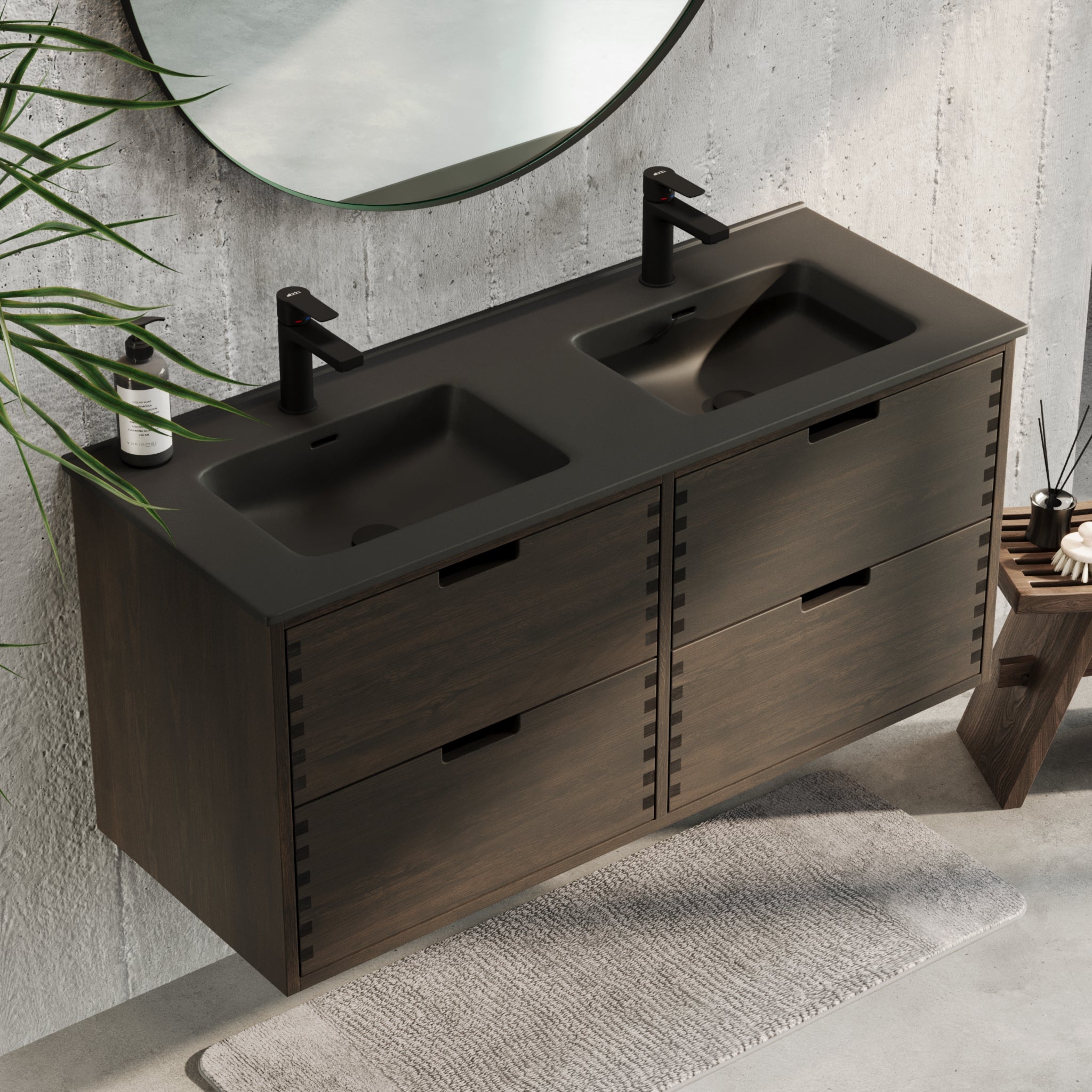 Troldeskoven Badrumsmöbel, Svart Ek - Badrumsmöbel - BATH DELUXE - PRESTIGE - 96 - 120 - 56 - 82 - 40 - BATHDELUXE SWEDEN