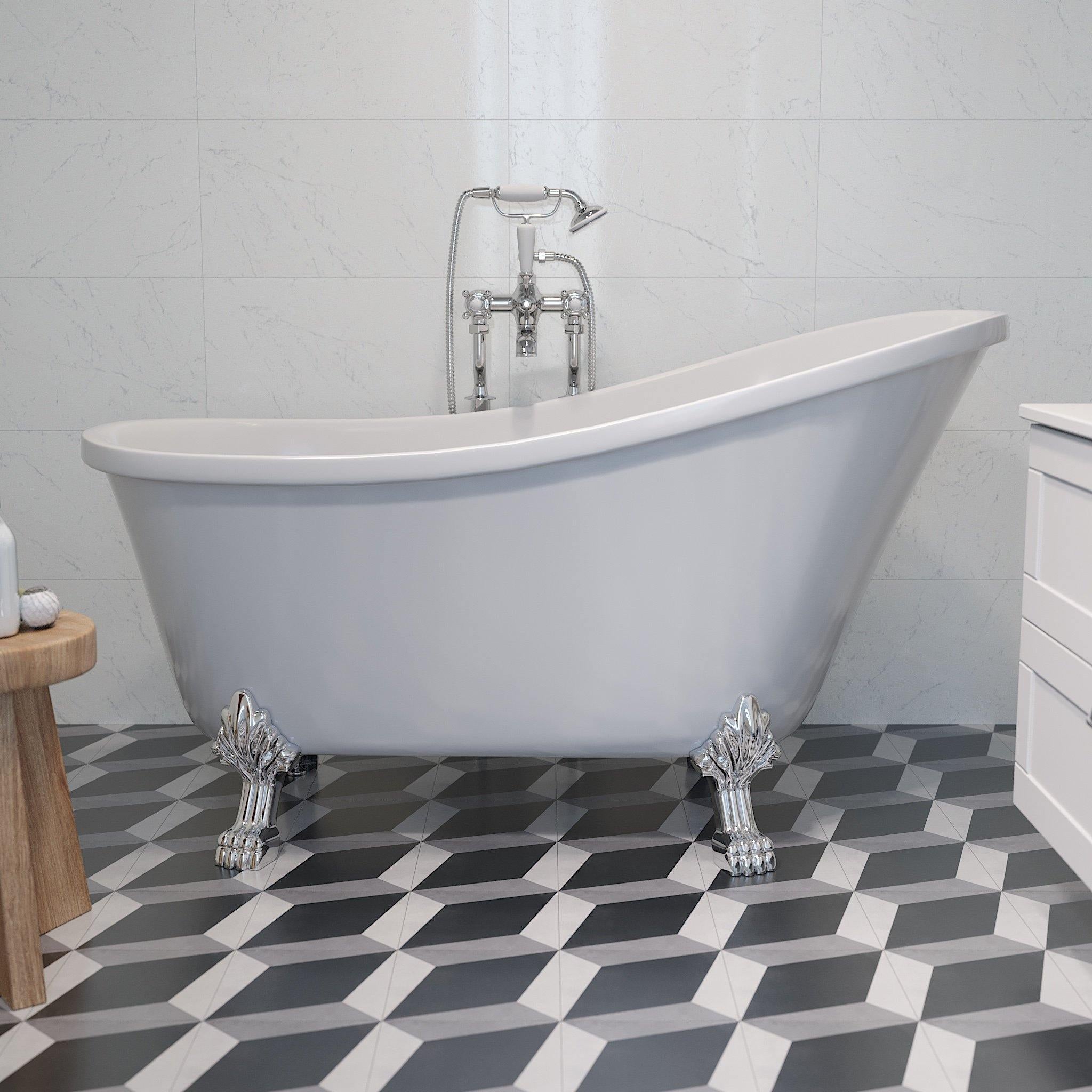Golvblandare Ærøskøbing Fristående, Krom - Badkarsblandare - _usp:10_year_warranty.svg:10 ÅRS GARANTI, _usp:Antibacterial.svg:ANTIBAKTERIAL, _usp:Glue_kit.svg:RENGÖRING VÄNLIGT, _vendor:bda-living.png - HomeTomato Sweden