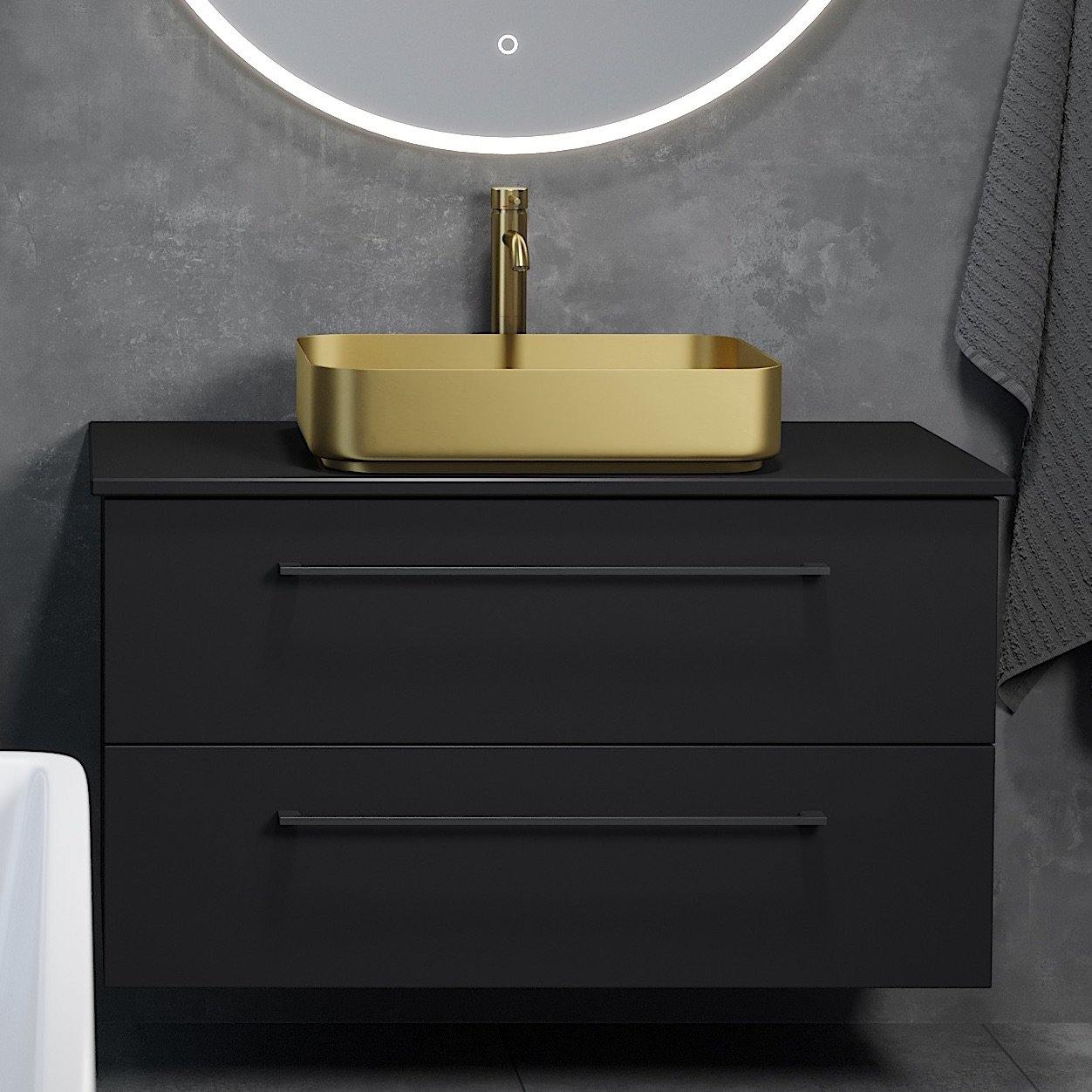 Badrumsmöbel Fjäll Exclusive 100 cm Vienna Magic Black & Gold-Badrumsmöbler-HomeTomato Sweden