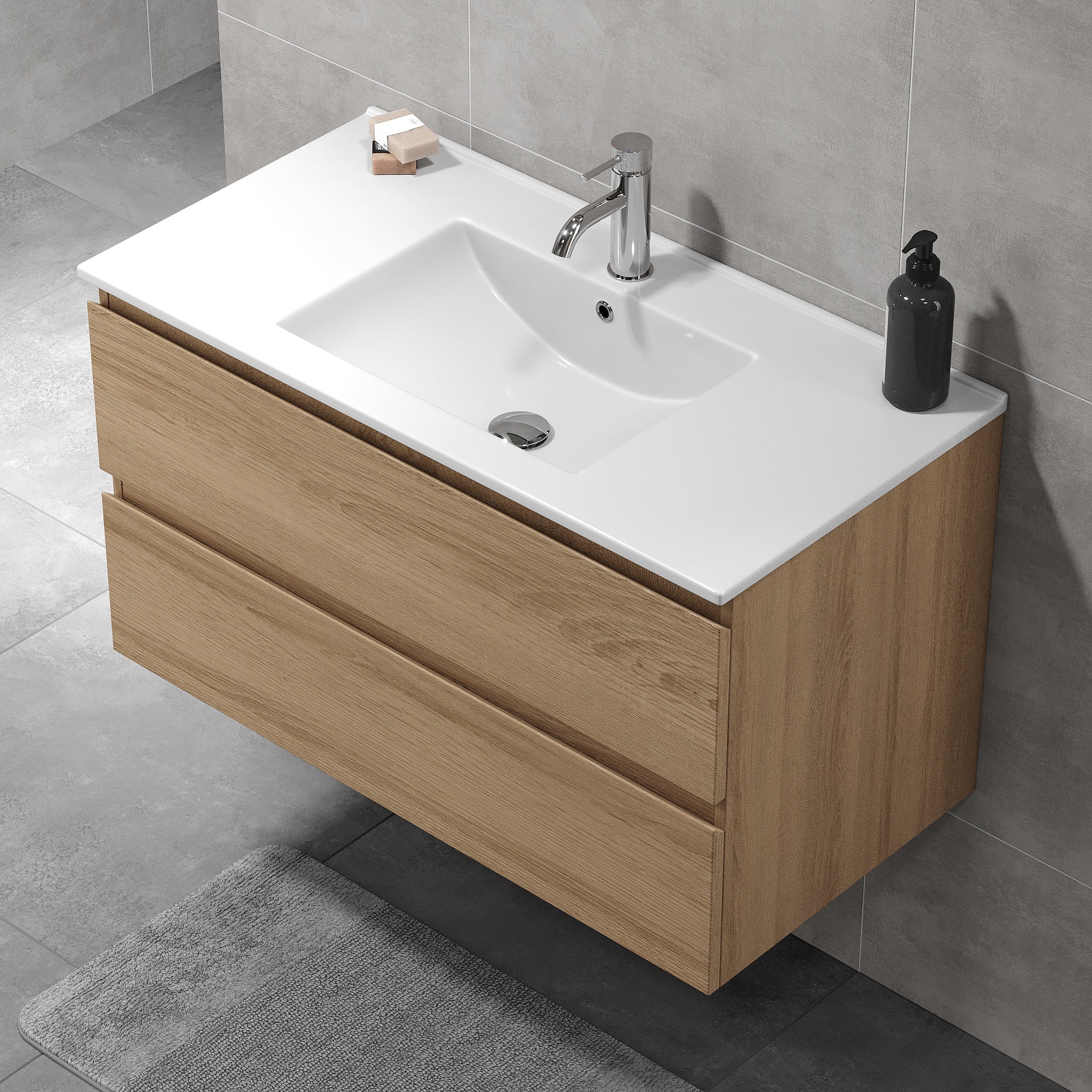 Kenwood Badrumsmöbel, Ek - Tvättställsskåp - BATH DELUXE - BASIC - 80 - 090 - 04 - 86 - 01 - BATHDELUXE SWEDEN