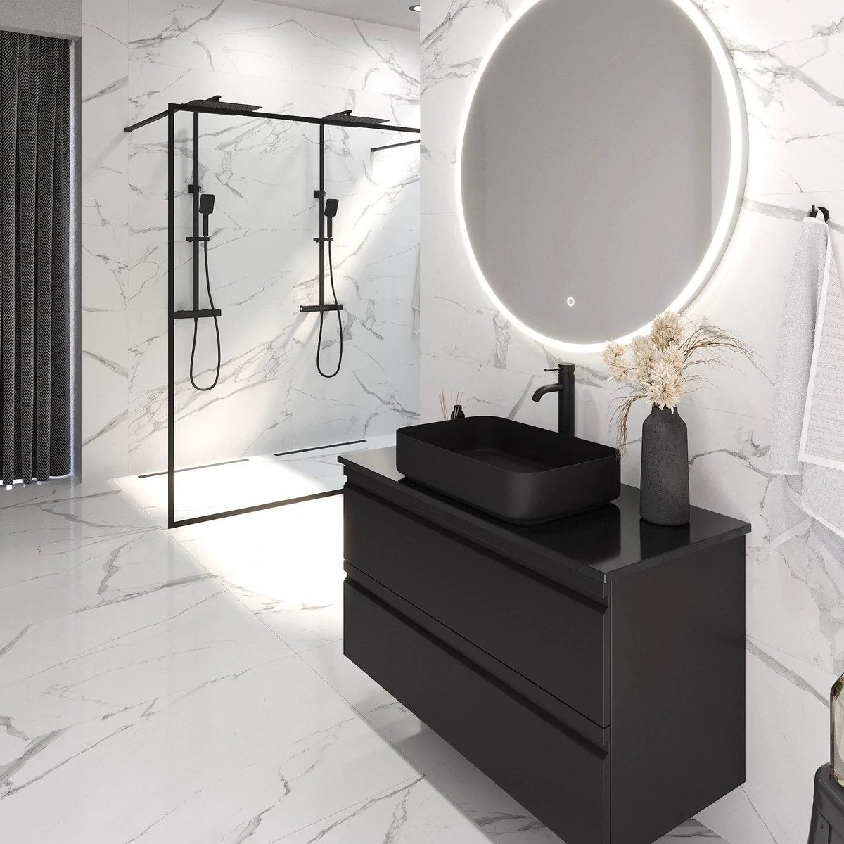Kirkehamn Badrumsmöbel, Svart Matt - Tvättställsskåp - BATH DELUXE - PRESTIGE - 74 - 060 - 32 - 02 - 30 - BATHDELUXE SWEDEN