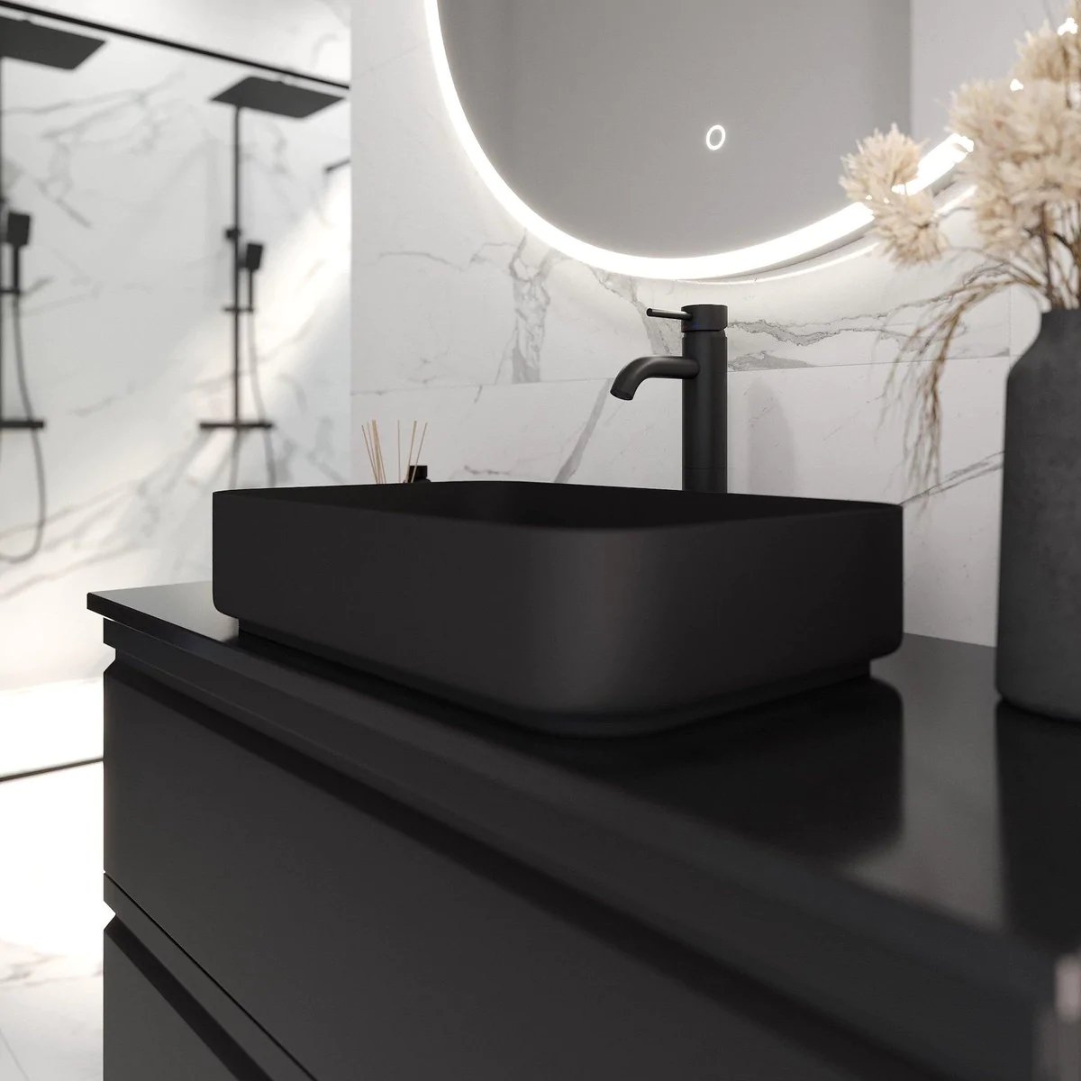 Kirkehamn Badrumsmöbel, Svart Matt - Tvättställsskåp - BATH DELUXE - PRESTIGE - 74 - 060 - 32 - 02 - 30 - BATHDELUXE SWEDEN