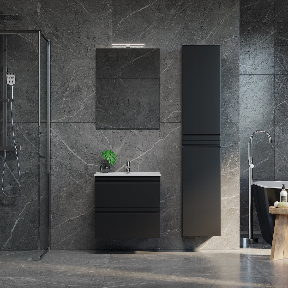 Klokkarvik Badrumsmöbel, Svart Matt - Tvättställsskåp - BATH DELUXE - PRESTIGE - 74 - 120 - 01 - 02 - 00 - BATHDELUXE SWEDEN