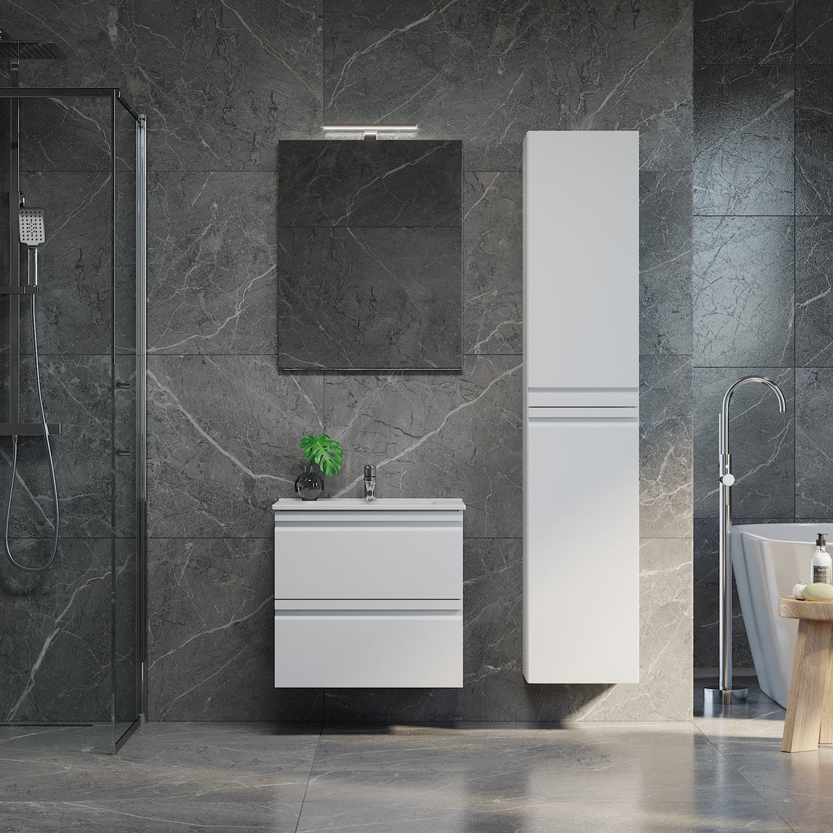 Klokkarvik Badrumsmöbel, Vit Matt - Tvättställsskåp - BATH DELUXE - PRESTIGE - 74 - 120 - 01 - 01 - 00 - BATHDELUXE SWEDEN