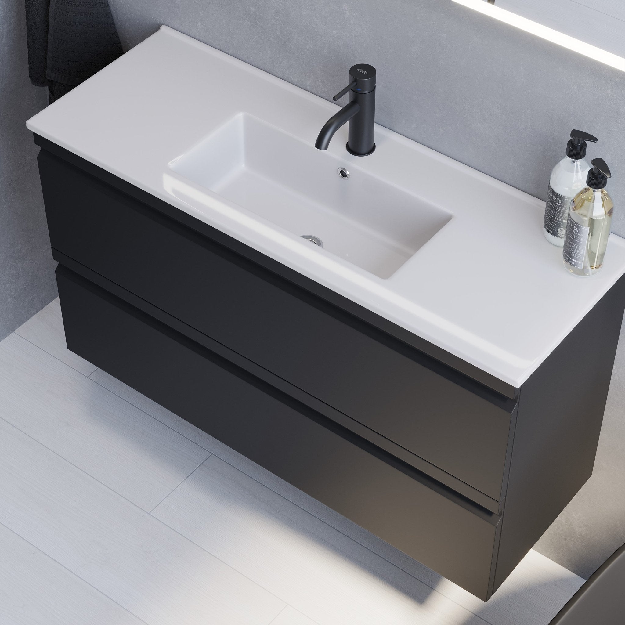 Knarrlagsund Slimline Badrumsmöbel, Svart Matt - Tvättställsskåp - BATH DELUXE - PRESTIGE - 74 - 100 - 70 - 02 - 30 - BATHDELUXE SWEDEN