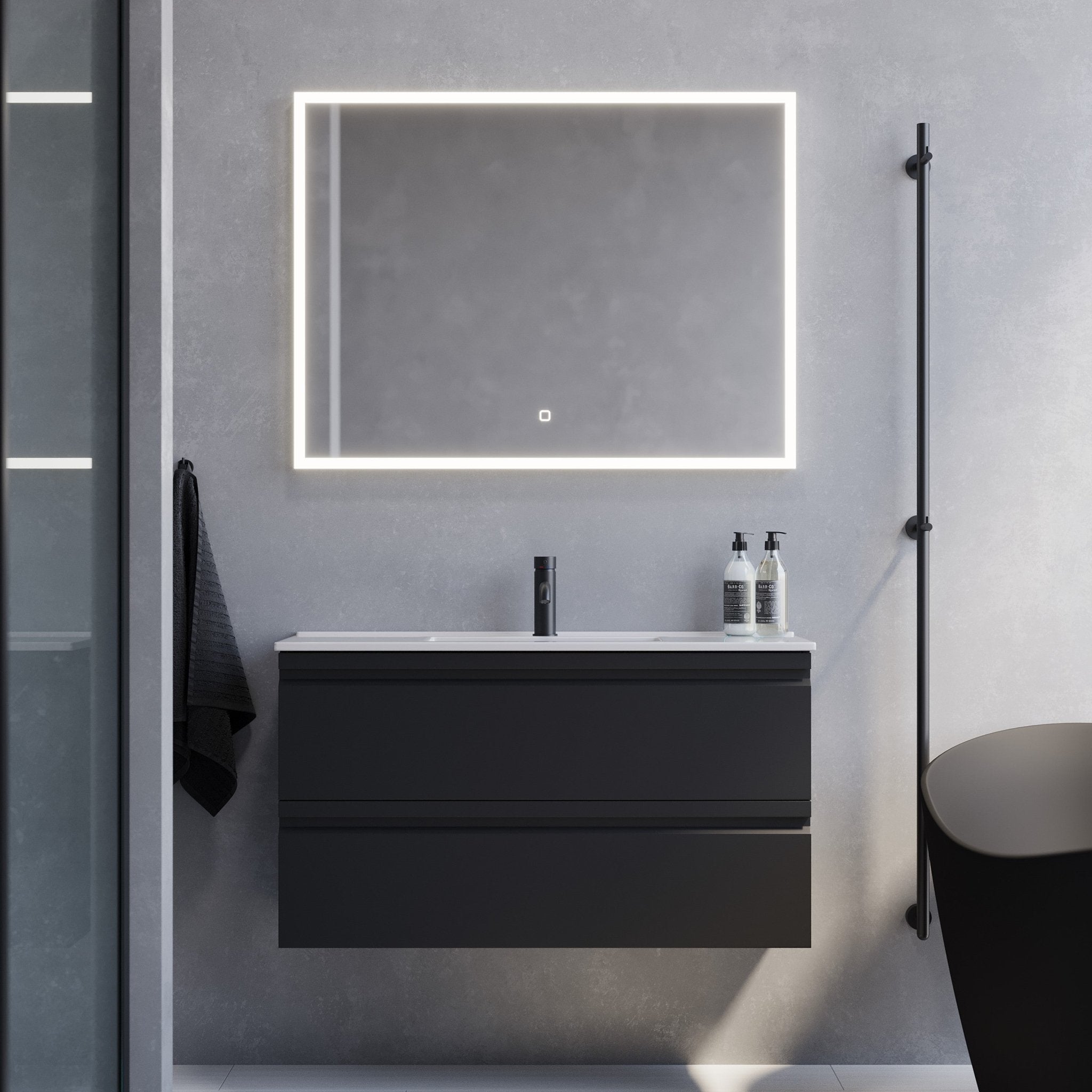 Knarrlagsund Slimline Badrumsmöbel, Svart Matt - Tvättställsskåp - BATH DELUXE - PRESTIGE - 74 - 100 - 70 - 02 - 30 - BATHDELUXE SWEDEN