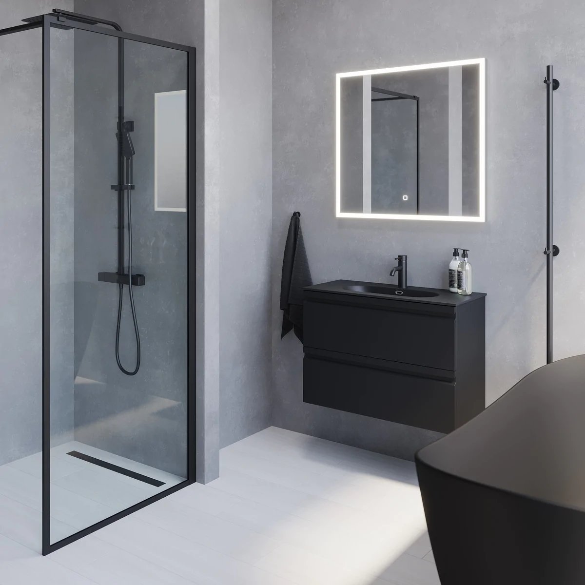 Kongsvinger Slimline Badrumsmöbel, Svart Matt - Tvättställsskåp - BATH DELUXE - PRESTIGE - 74 - 080 - 73 - 02 - 30 - BATHDELUXE SWEDEN