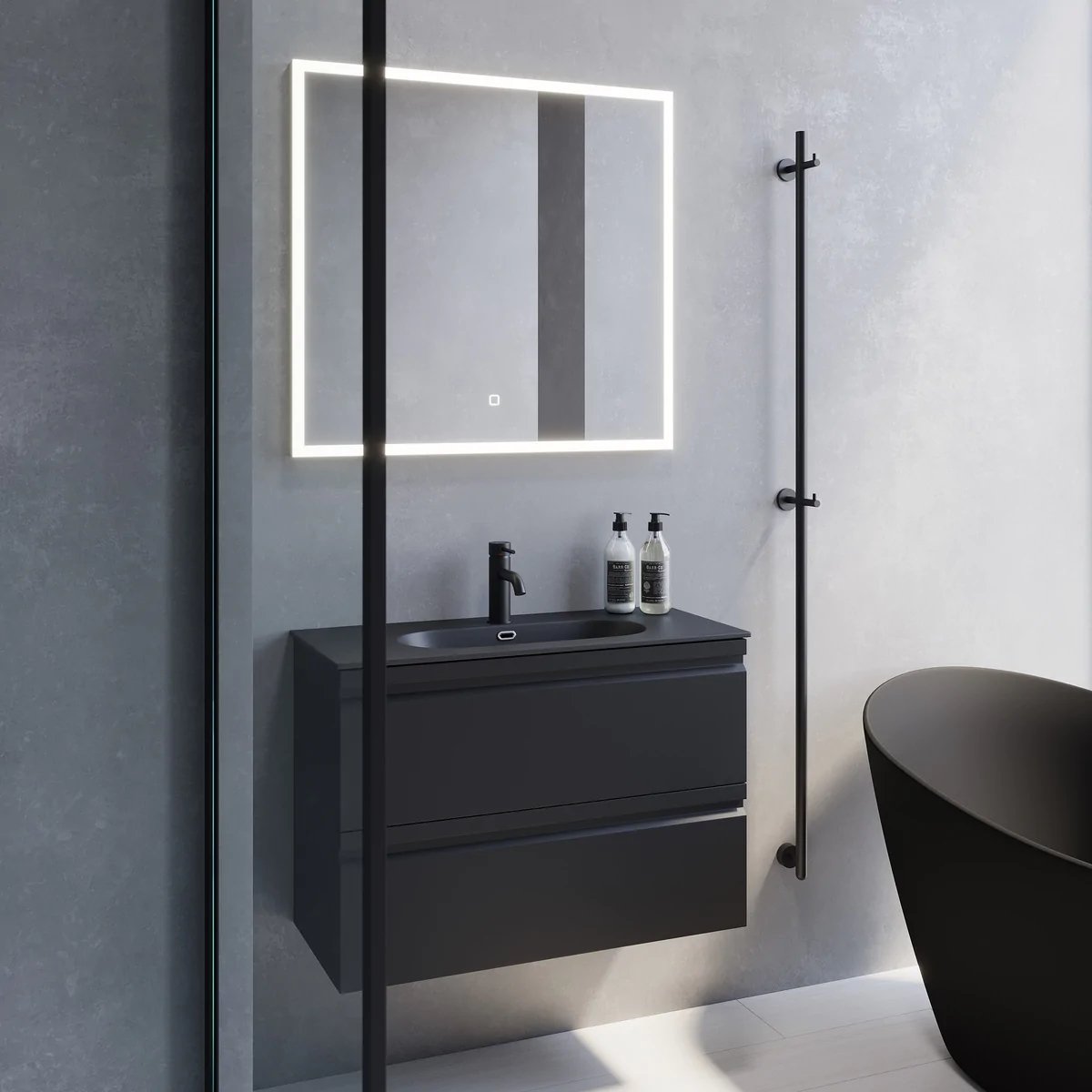 Kongsvinger Slimline Badrumsmöbel, Svart Matt - Tvättställsskåp - BATH DELUXE - PRESTIGE - 74 - 080 - 73 - 02 - 30 - BATHDELUXE SWEDEN