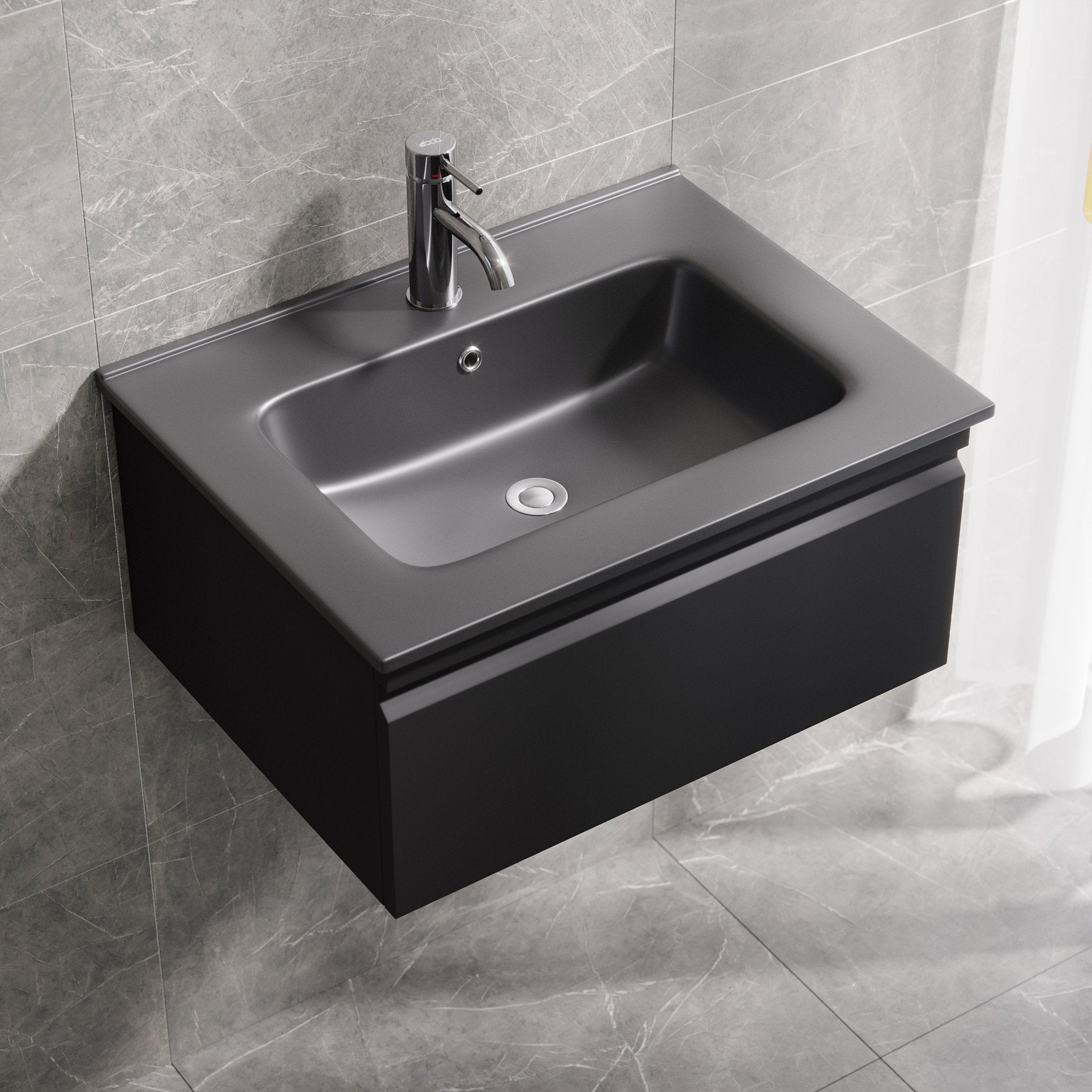 Kuberg Kompakt Badrummöbel, Svart Matt - Tvättställsskåp - BATH DELUXE - PRESTIGE - 89 - 060 - 56 - 02 - 31 - BATHDELUXE SWEDEN