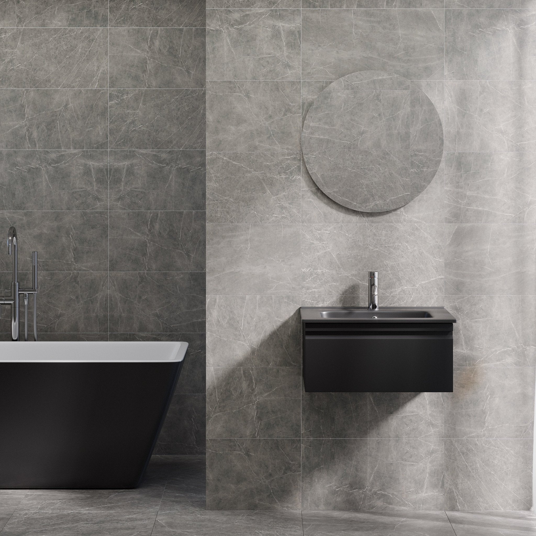 Kuberg Kompakt Badrummöbel, Svart Matt - Tvättställsskåp - BATH DELUXE - PRESTIGE - 89 - 060 - 56 - 02 - 31 - BATHDELUXE SWEDEN
