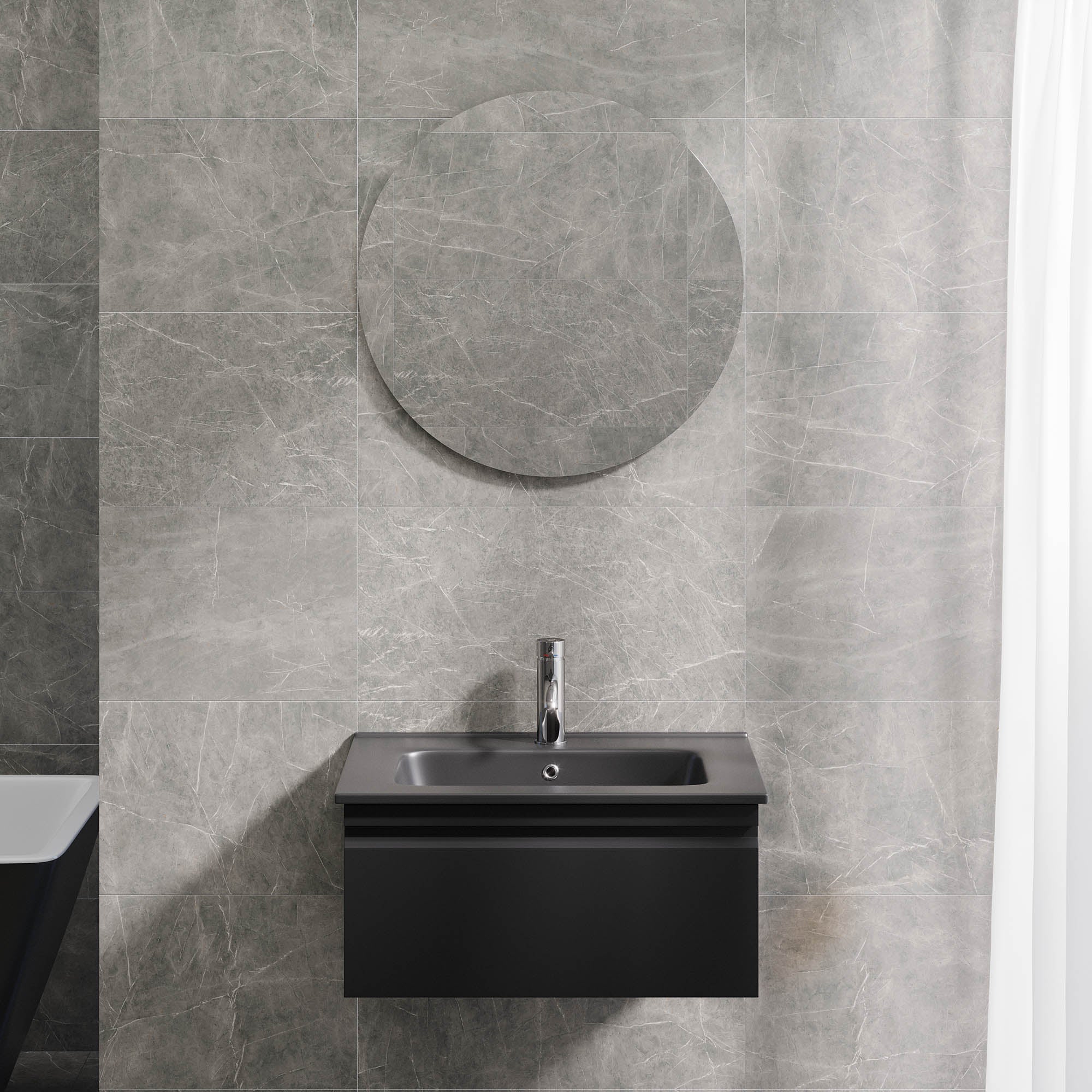 Kuberg Kompakt Badrummöbel, Svart Matt - Tvättställsskåp - BATH DELUXE - PRESTIGE - 89 - 060 - 56 - 02 - 31 - BATHDELUXE SWEDEN
