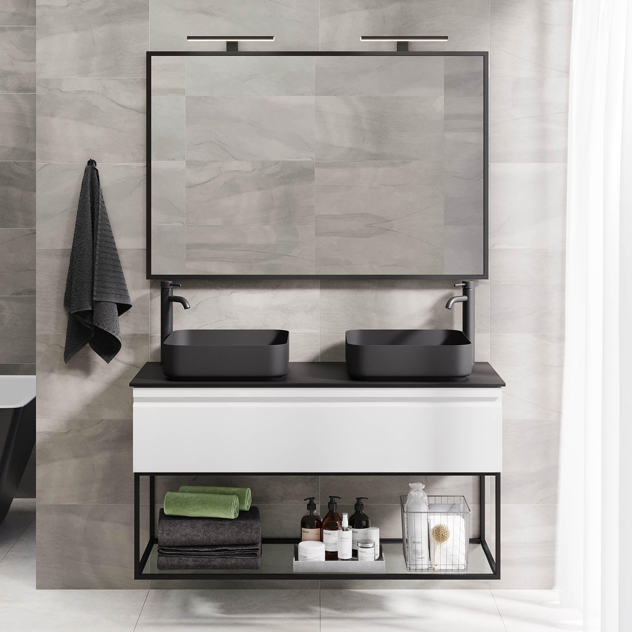 Kvalsund Badrumsmöbel, Vit Matt - Tvättställsskåp - BATH DELUXE - PRESTIGE - 89 - 120 - 25 - 01 - 31 - BATHDELUXE SWEDEN