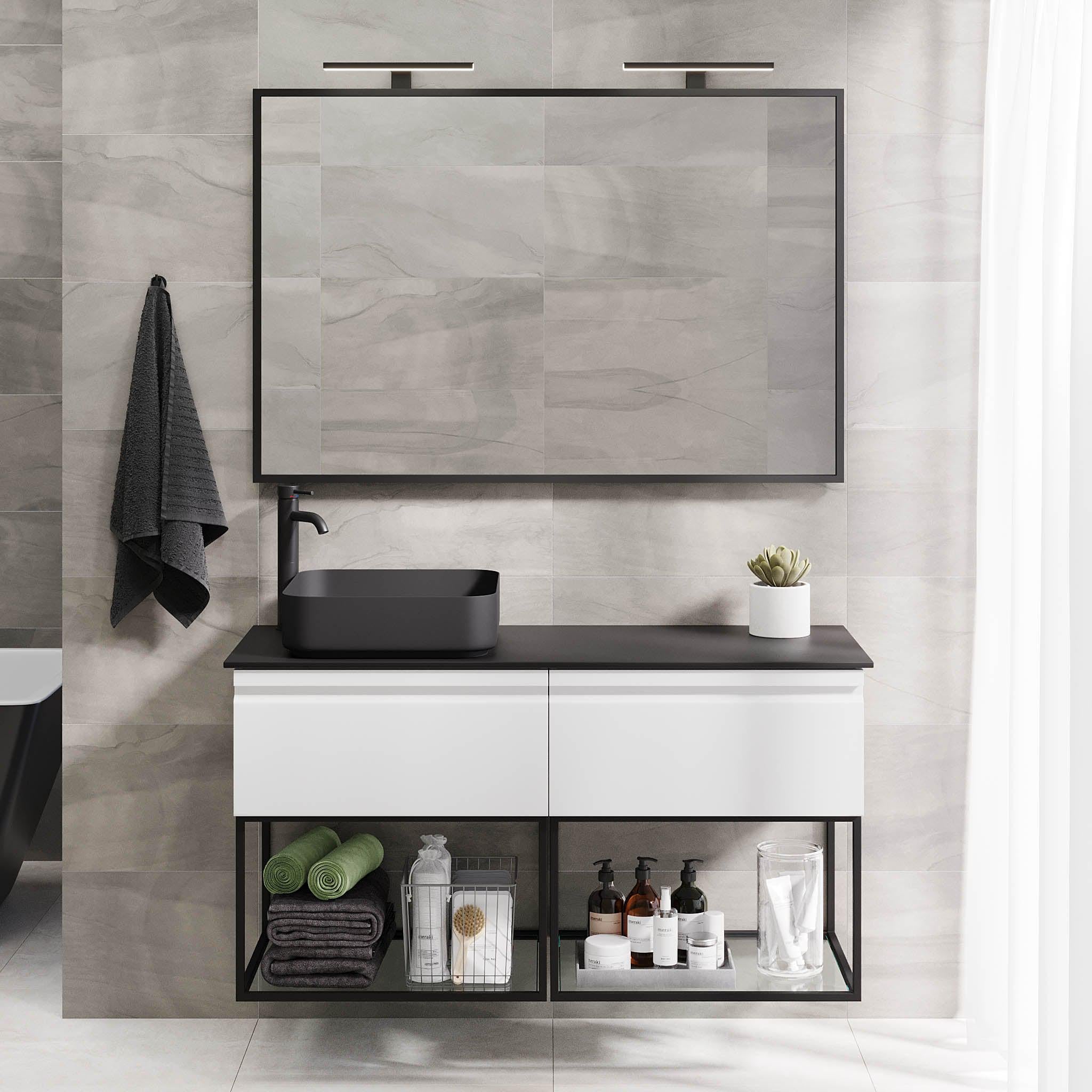 Kvalsund Badrumsmöbel, Vit Matt - Tvättställsskåp - BATH DELUXE - PRESTIGE - 89 - 120 - 25 - 01 - 31 - BATHDELUXE SWEDEN