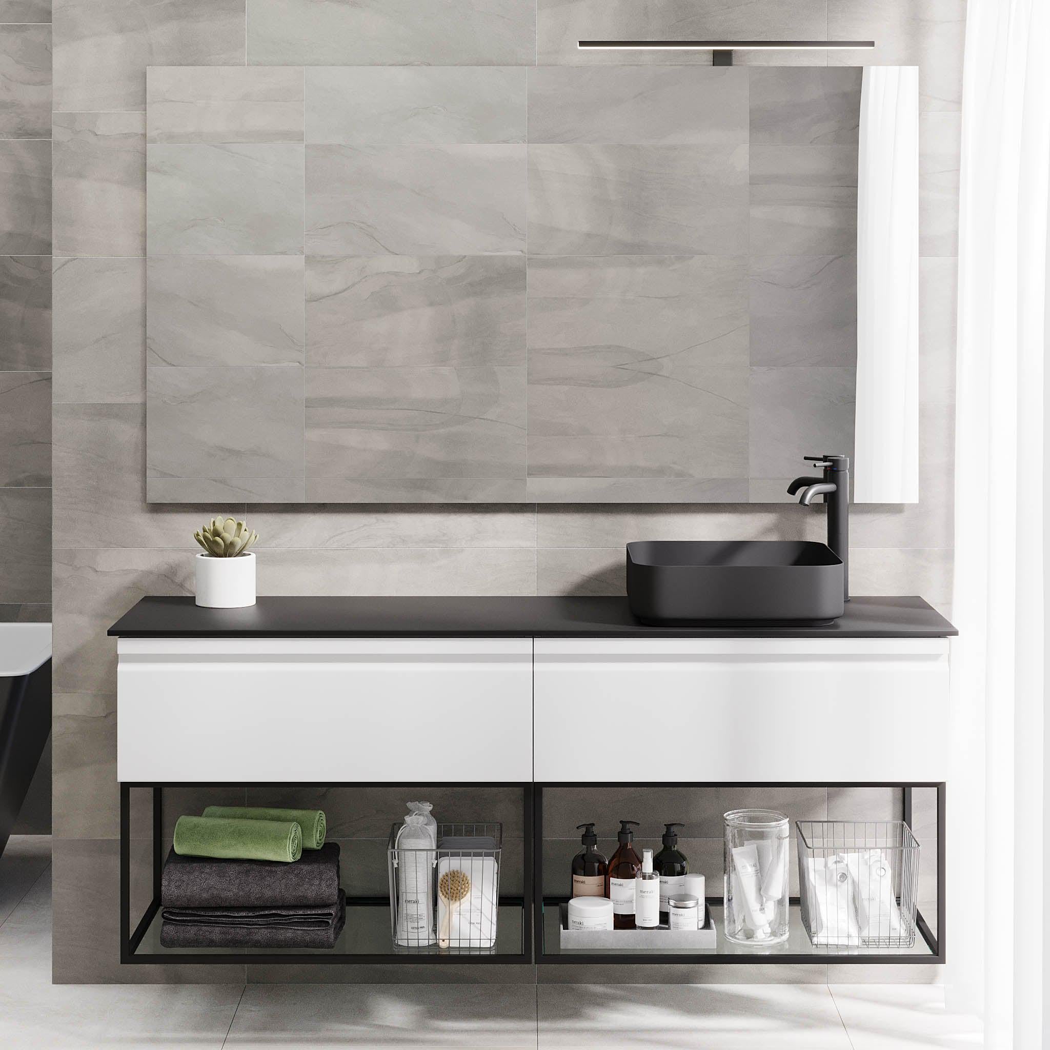 Kvalsund Badrumsmöbel, Vit Matt - Tvättställsskåp - BATH DELUXE - PRESTIGE - 89 - 160 - 25 - 01 - 32 - BATHDELUXE SWEDEN