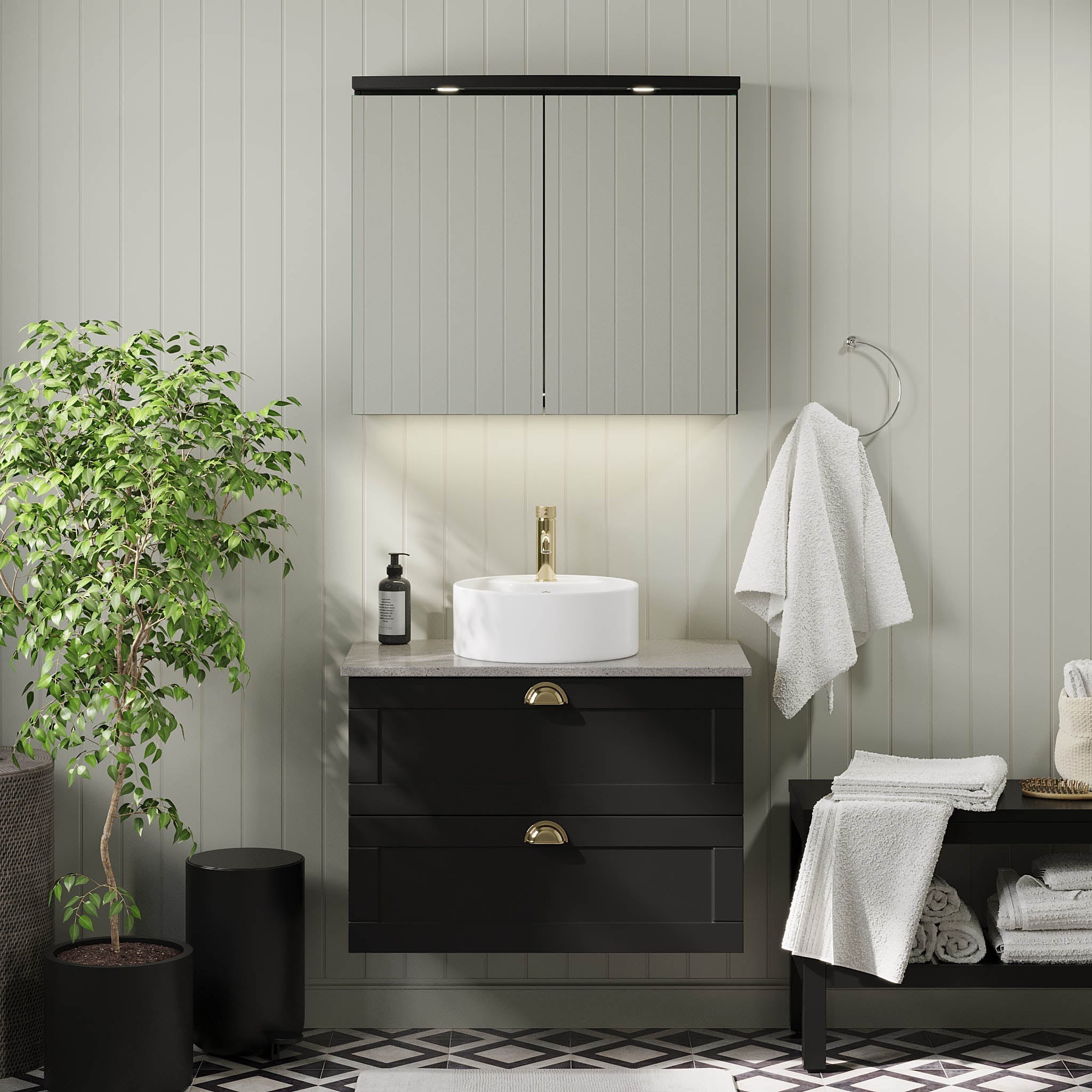 Nabbetorp Badrumsmöbel - Tvättställsskåp - BATH DELUXE - PRESTIGE - 71 - 120 - 03 - 02 - 41 - BATHDELUXE SWEDEN