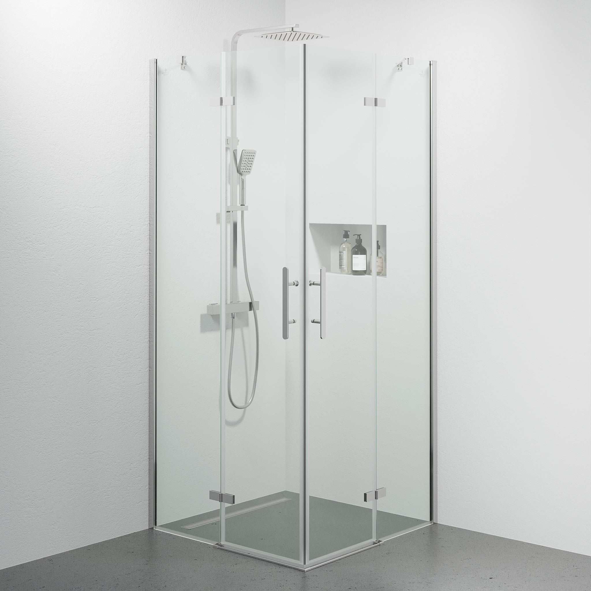 Rämen Duschhörn, Rak, Klarglas, Krom Profil - Duschhörna - BATH DELUXE - PRESTIGE - 42 - 090 - 01 - 60 - 02 - BATHDELUXE SWEDEN
