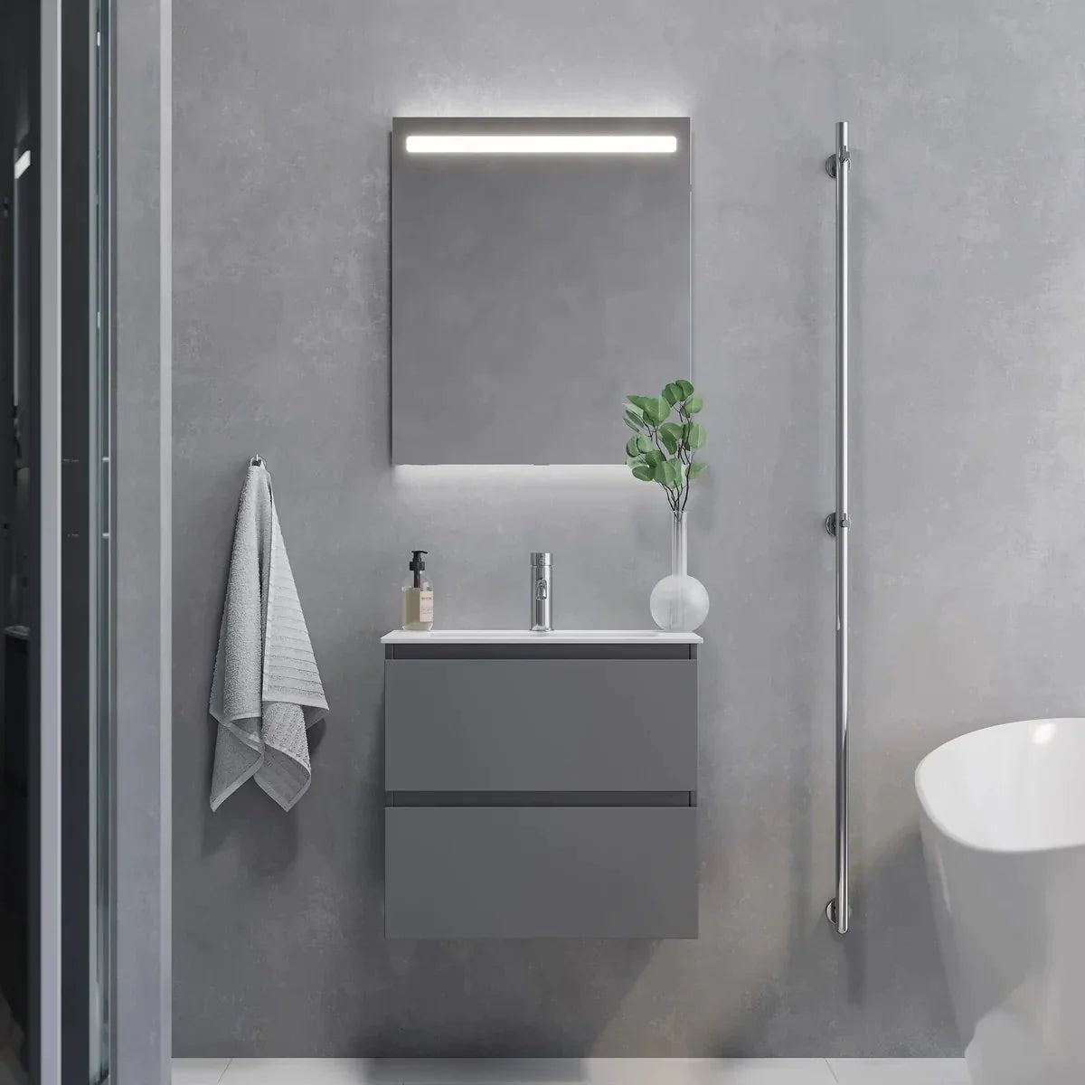 Sandshamn Slimline Badrumsmöbel, Grå Matt - Tvättställsskåp - BATH DELUXE - PRESTIGE - 73 - 060 - 70 - 03 - 30 - BATHDELUXE SWEDEN