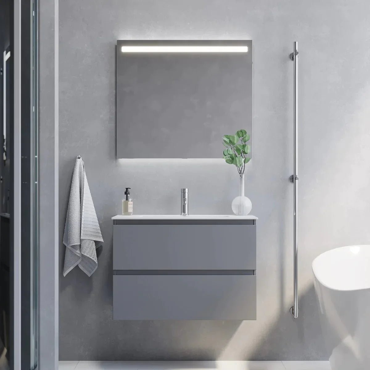 Sandshamn Slimline Badrumsmöbel, Grå Matt - Tvättställsskåp - BATH DELUXE - PRESTIGE - 73 - 080 - 70 - 03 - 30 - BATHDELUXE SWEDEN
