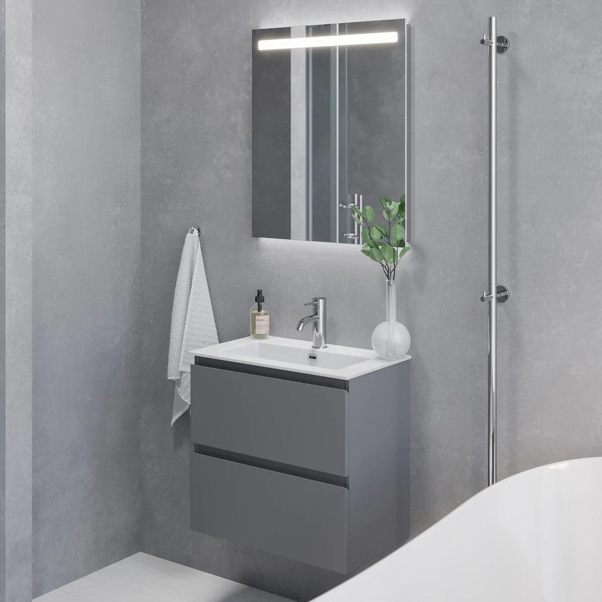 Sandshamn Slimline Badrumsmöbel, Grå Matt - Tvättställsskåp - BATH DELUXE - PRESTIGE - 73 - 100 - 70 - 11 - 30 - BATHDELUXE SWEDEN