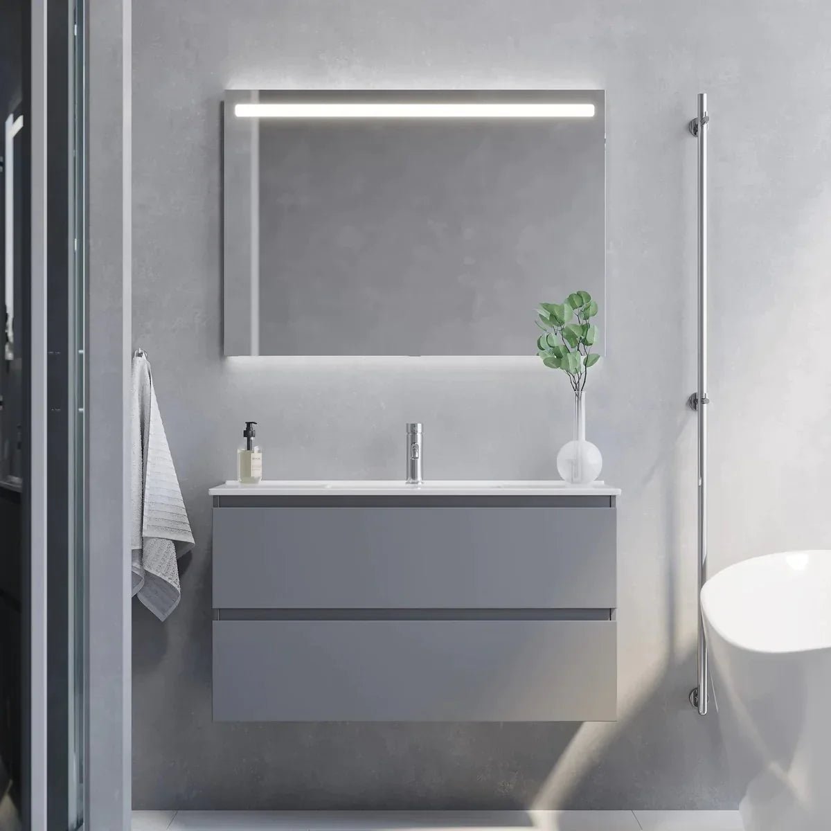 Sandshamn Slimline Badrumsmöbel, Grå Matt - Tvättställsskåp - BATH DELUXE - PRESTIGE - 73 - 100 - 70 - 11 - 30 - BATHDELUXE SWEDEN