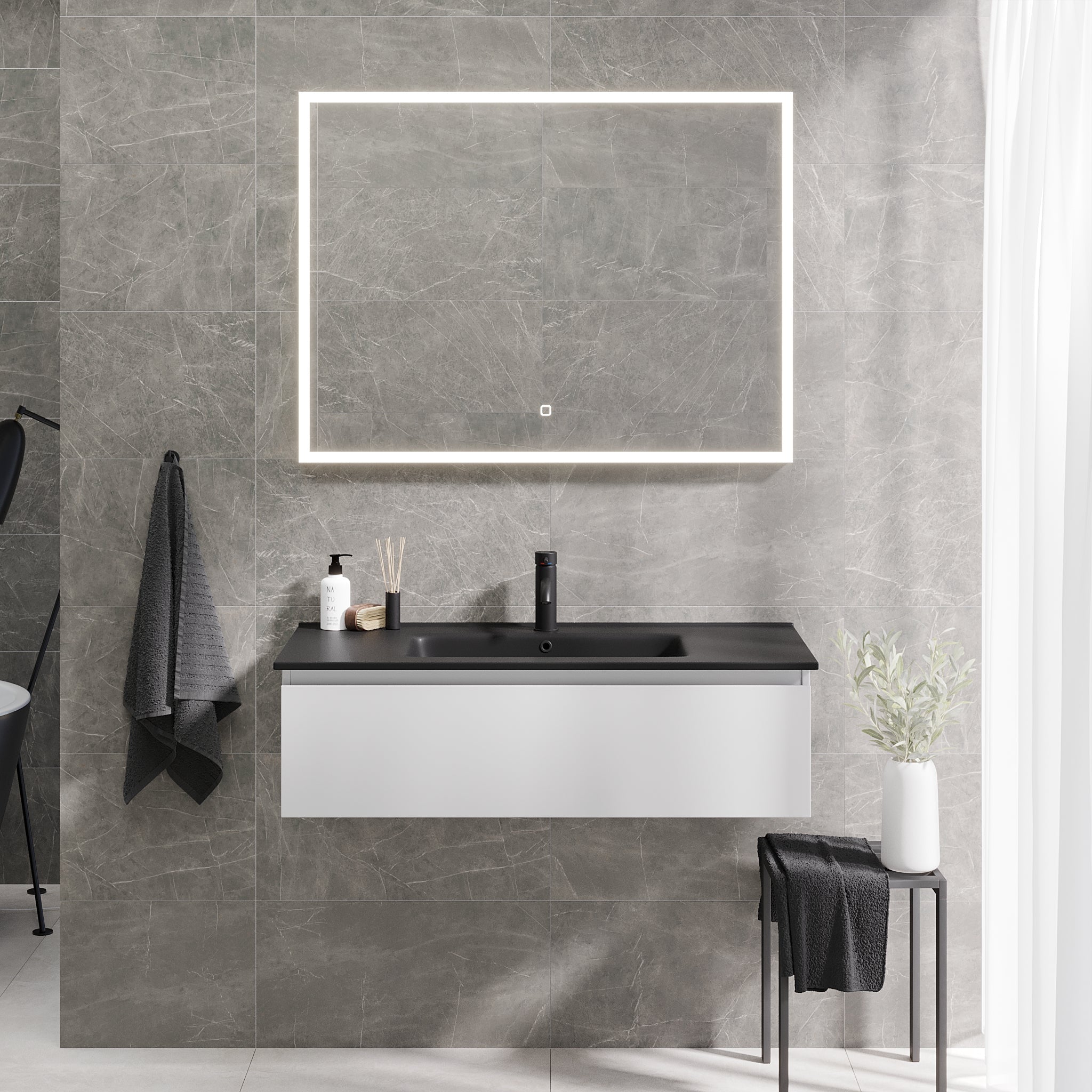 Selnes Compact Badrumsmöbel, Vit Matt - Tvättställsskåp - BATH DELUXE - PRESTIGE - 88 - 100 - 56 - 01 - 30 - BATHDELUXE SWEDEN