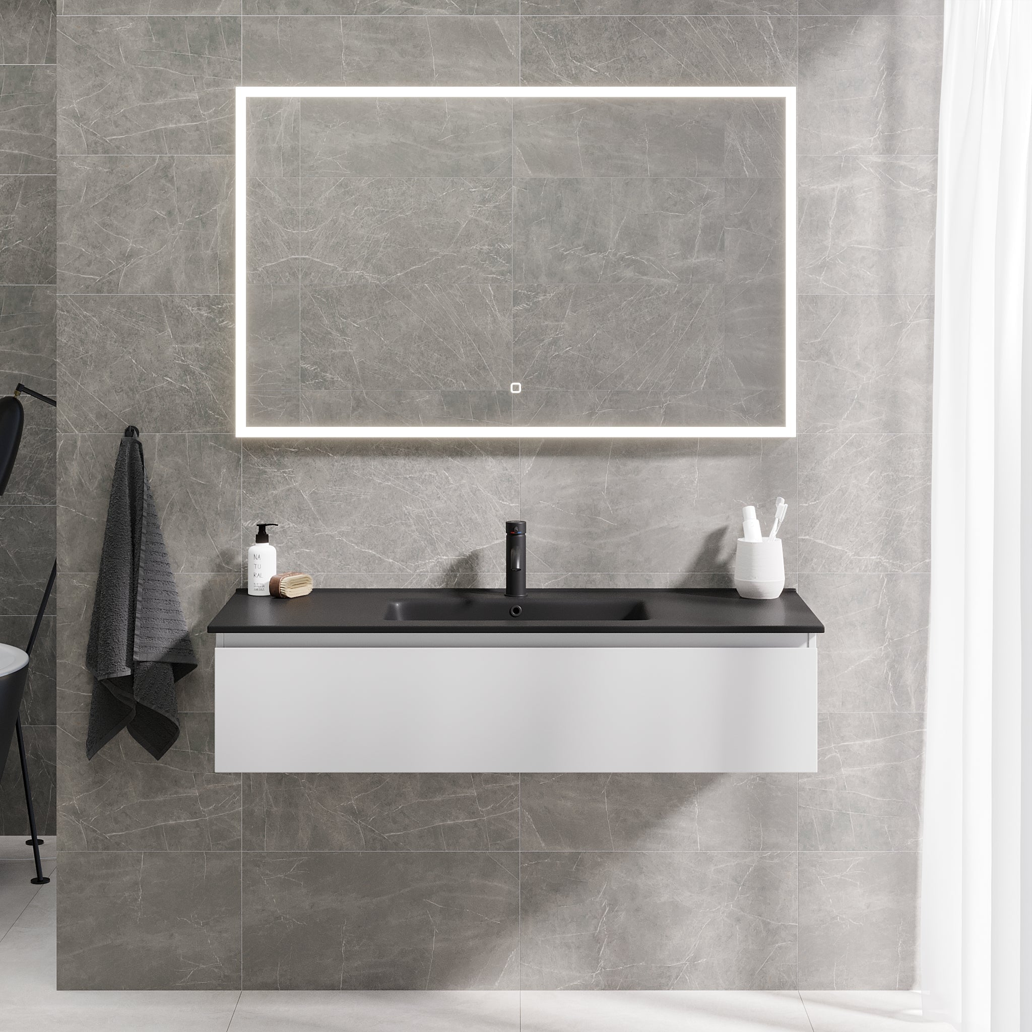 Selnes Compact Badrumsmöbel, Vit Matt - Tvättställsskåp - BATH DELUXE - PRESTIGE - 88 - 120 - 56 - 01 - 30 - BATHDELUXE SWEDEN