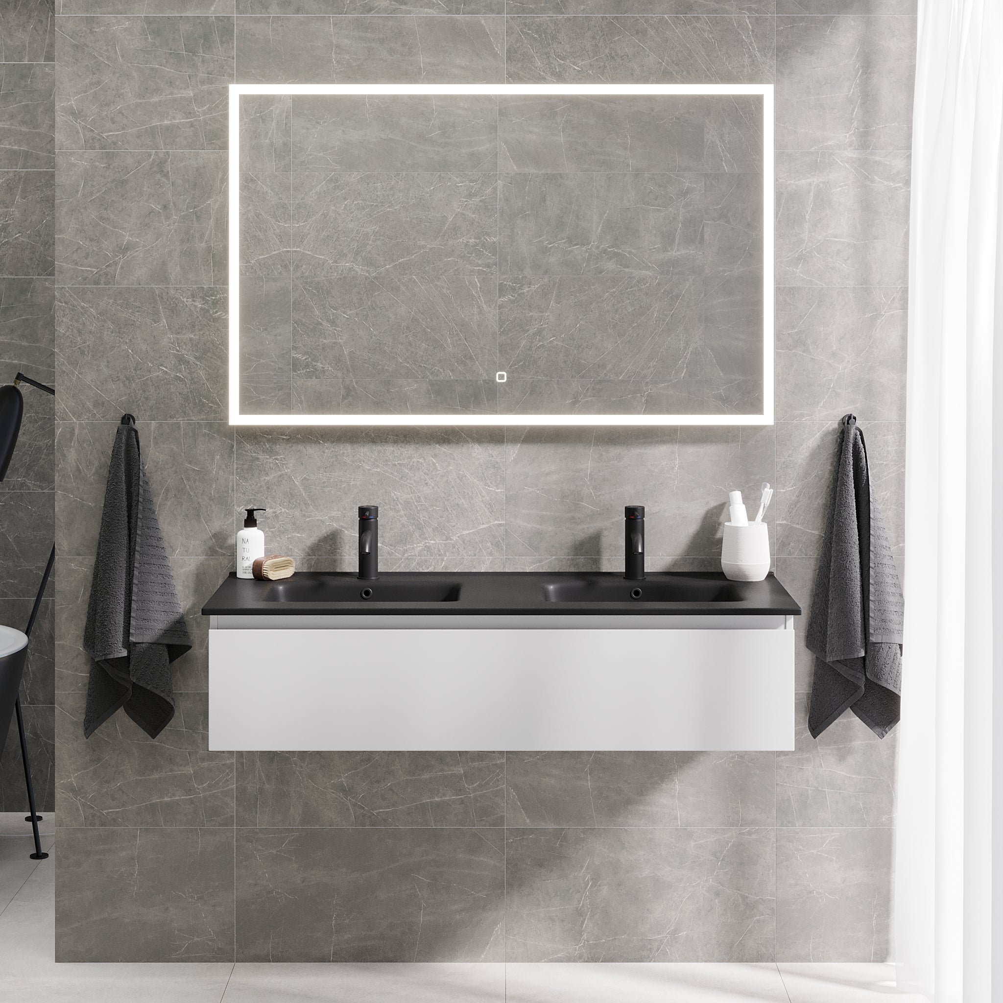 Selnes Compact Badrumsmöbel, Vit Matt - Tvättställsskåp - BATH DELUXE - PRESTIGE - 88 - 120 - 56 - 01 - 31 - BATHDELUXE SWEDEN
