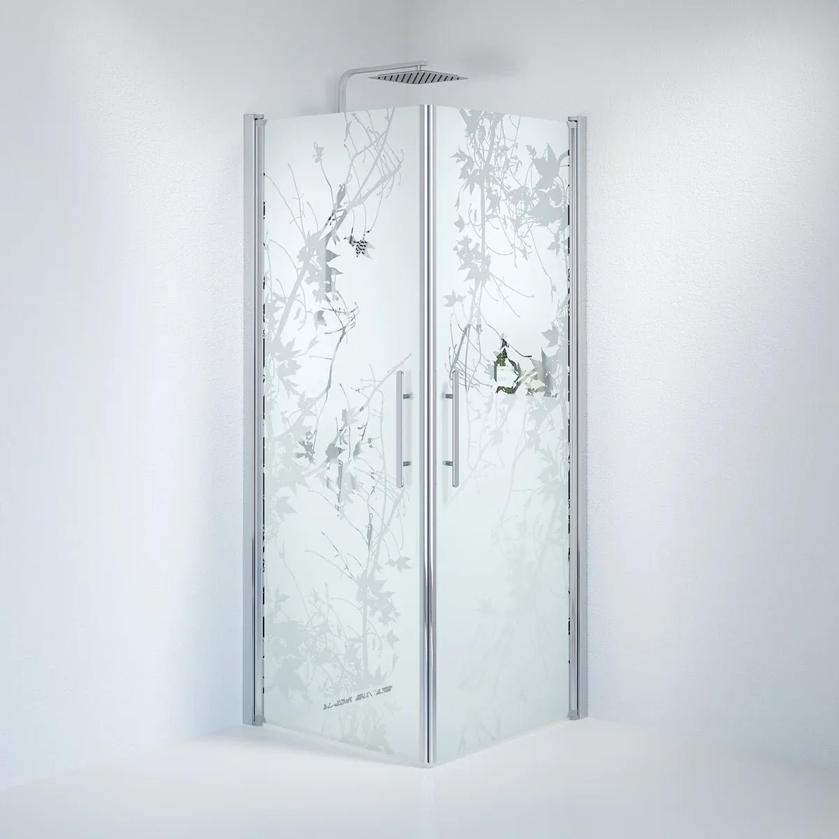 Vänern Duschhörn, Rak, Frostat Decor Glas, Krom Profil - Duschhörna - BATH DELUXE - PRESTIGE - 36 - 808 - 60 - 54 - 00 - BATHDELUXE SWEDEN