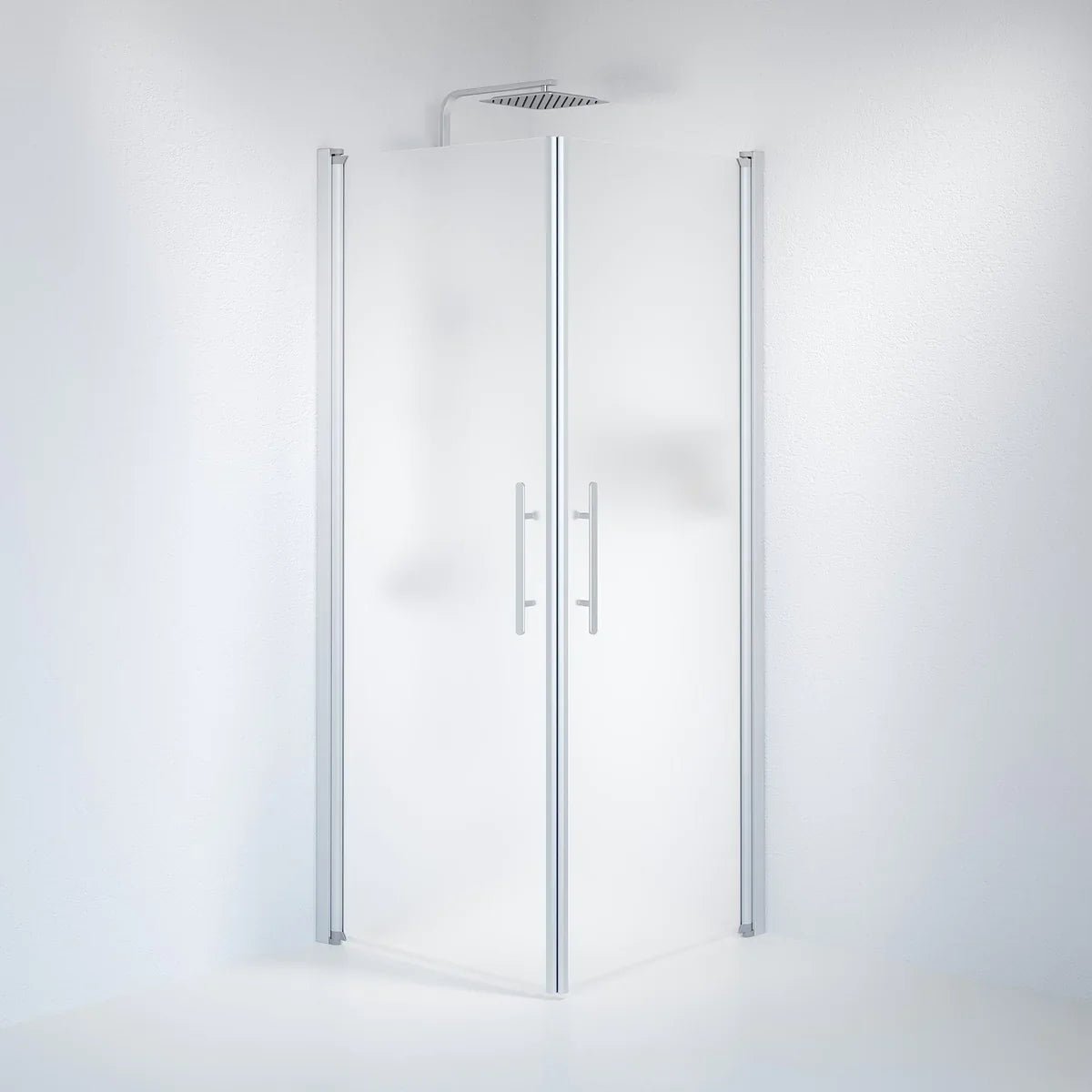 Vänern Duschhörn, Rak, Frostat Glas, Borstad Aluminium Profil - Duschhörna - BATH DELUXE - PRESTIGE - 36 - 808 - 67 - 55 - 00 - BATHDELUXE SWEDEN