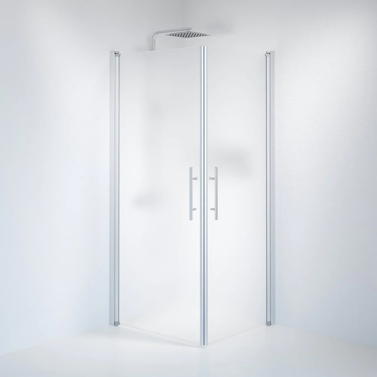 Vänern Duschhörn, Rak, Frostat Glas, Borstad Aluminium Profil - Duschhörna - BATH DELUXE - PRESTIGE - 36 - 809 - 67 - 55 - 00 - BATHDELUXE SWEDEN