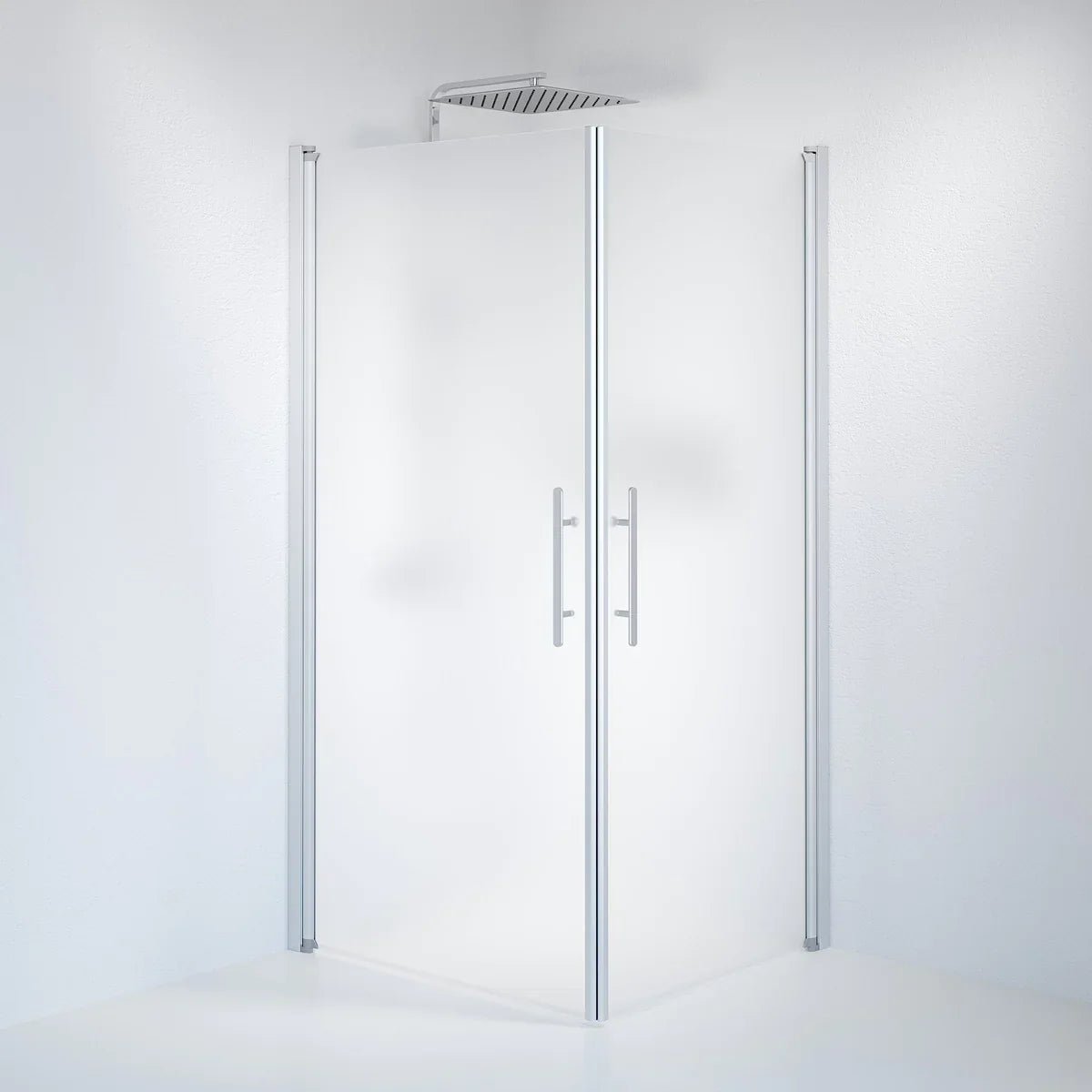 Vänern Duschhörn, Rak, Frostat Glas, Borstad Aluminium Profil - Duschhörna - BATH DELUXE - PRESTIGE - 36 - 901 - 67 - 55 - 00 - BATHDELUXE SWEDEN