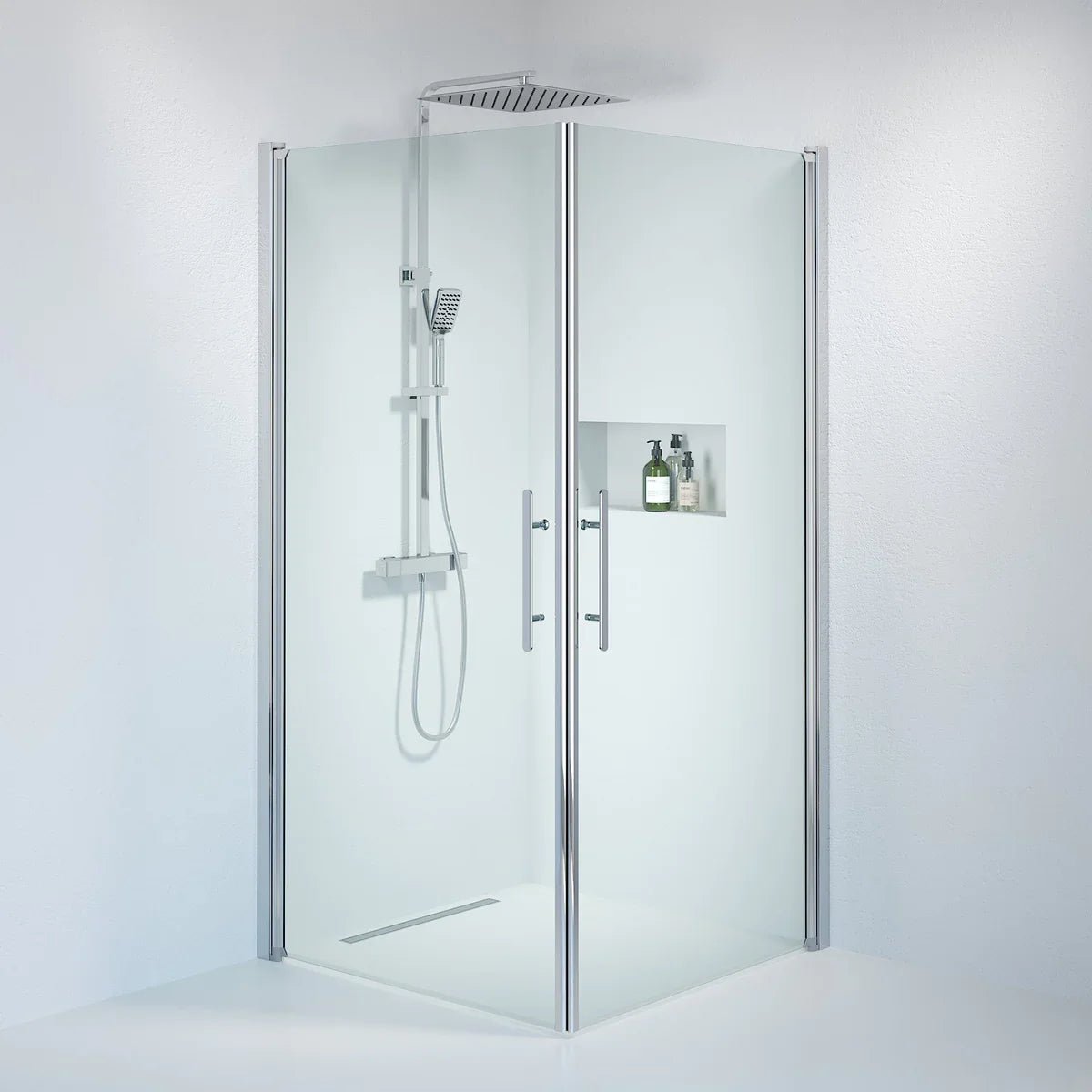 Vänern Duschhörn, Rak, Klarglas, Krom Profil - Duschhörna - BATH DELUXE - PRESTIGE - 36 - 101 - 60 - 50 - 00 - BATHDELUXE SWEDEN