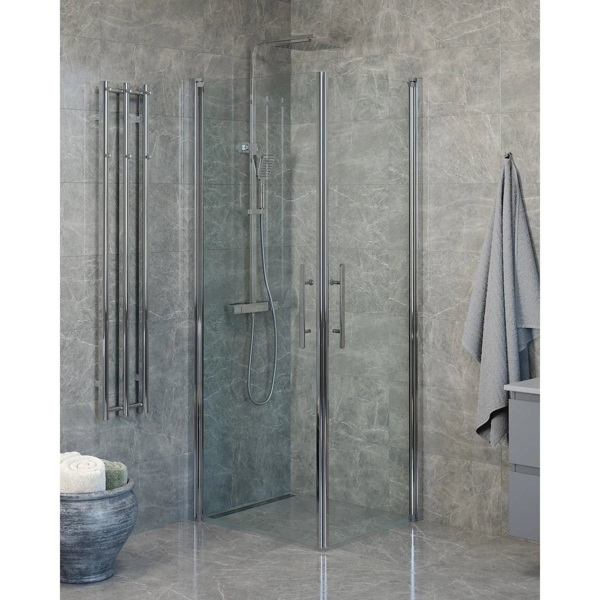 Vänern Duschhörn, Rak, Klarglas, Krom Profil - Duschhörna - BATH DELUXE - PRESTIGE - 36 - 708 - 60 - 50 - 00 - BATHDELUXE SWEDEN