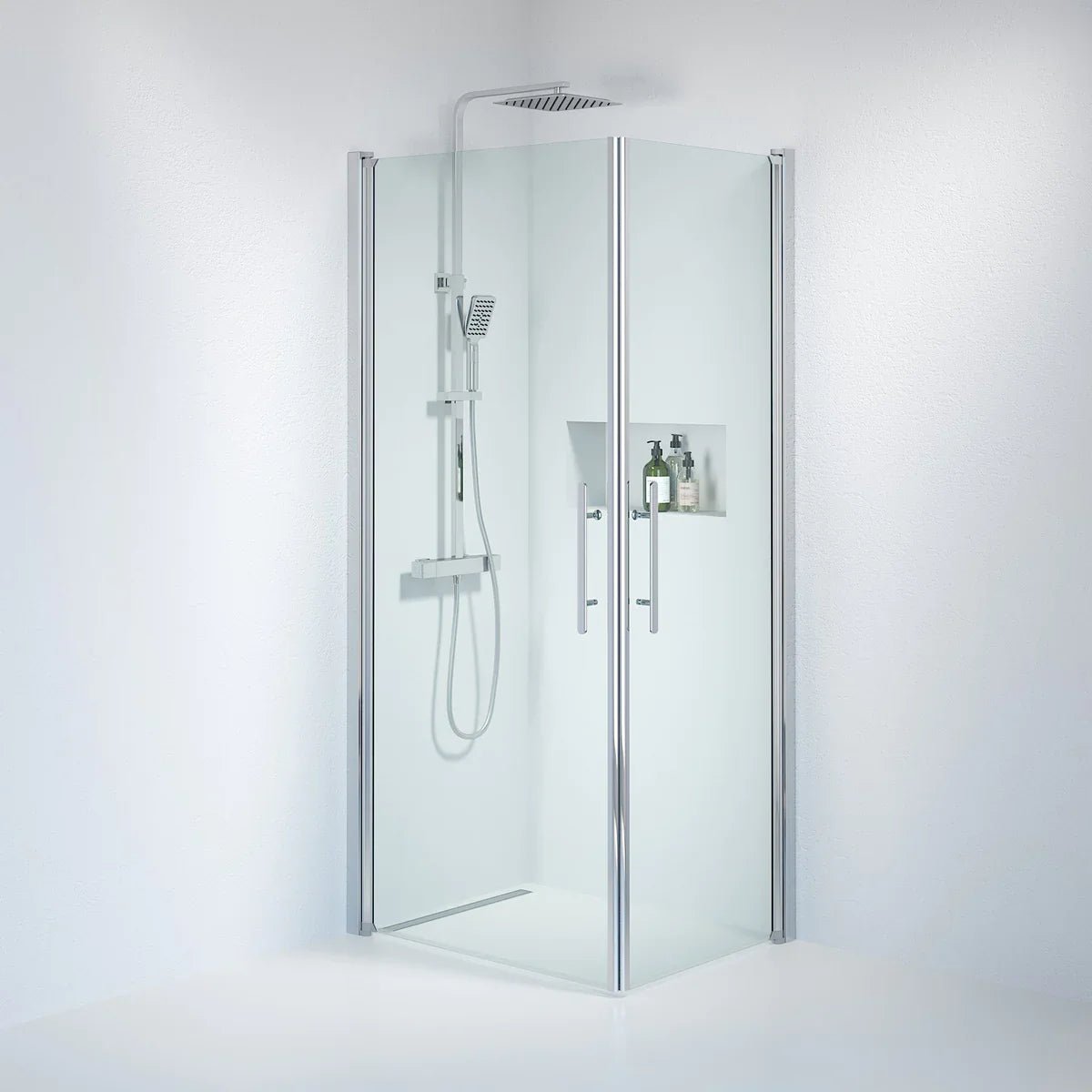 Vänern Duschhörn, Rak, Klarglas, Krom Profil - Duschhörna - BATH DELUXE - PRESTIGE - 36 - 709 - 60 - 50 - 00 - BATHDELUXE SWEDEN