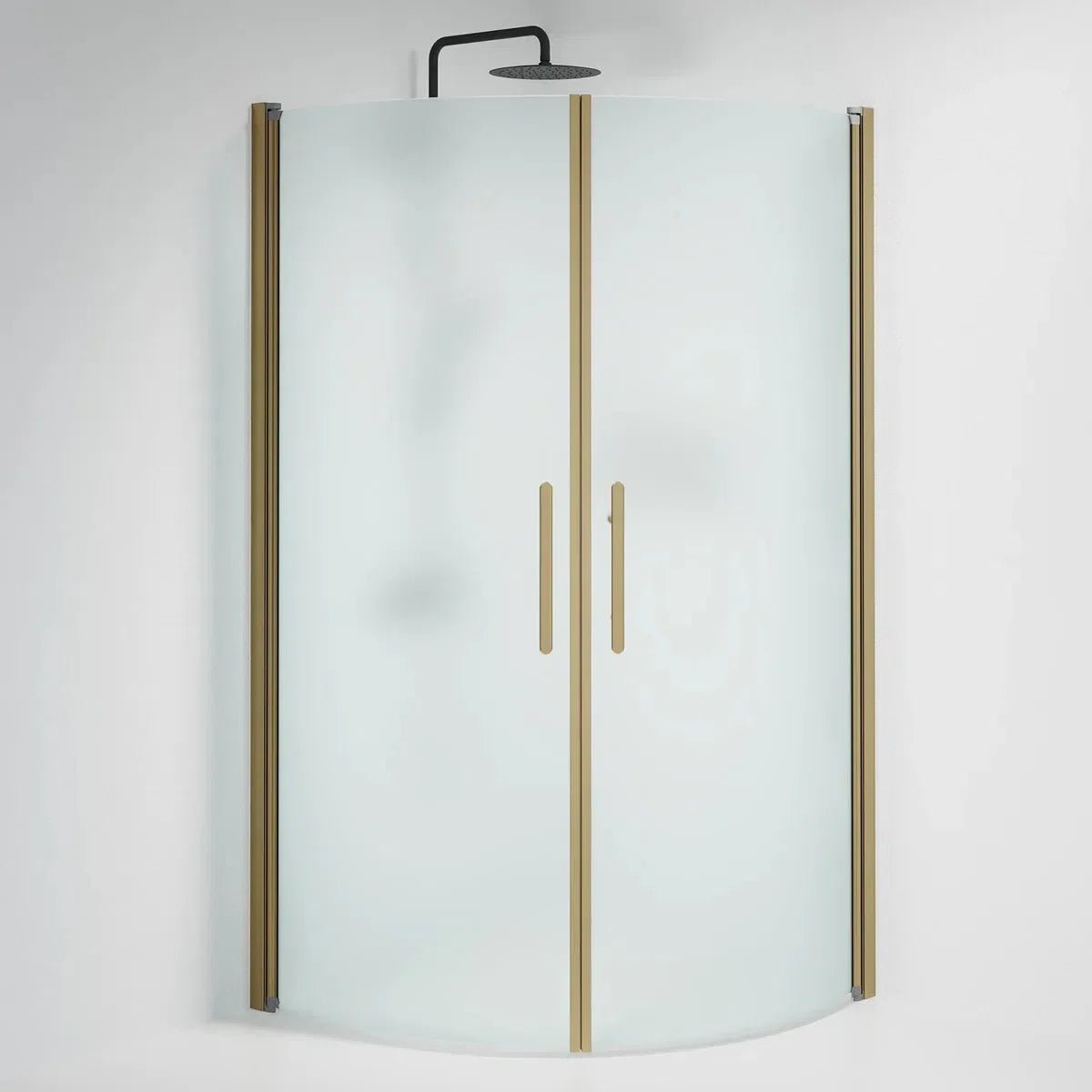 Vänern Duschhörn, Rund, Frostat Glas, Brons Profil - Duschhörna - BATH DELUXE - PRESTIGE - 35 - 101 - 70 - 55 - 00 - BATHDELUXE SWEDEN