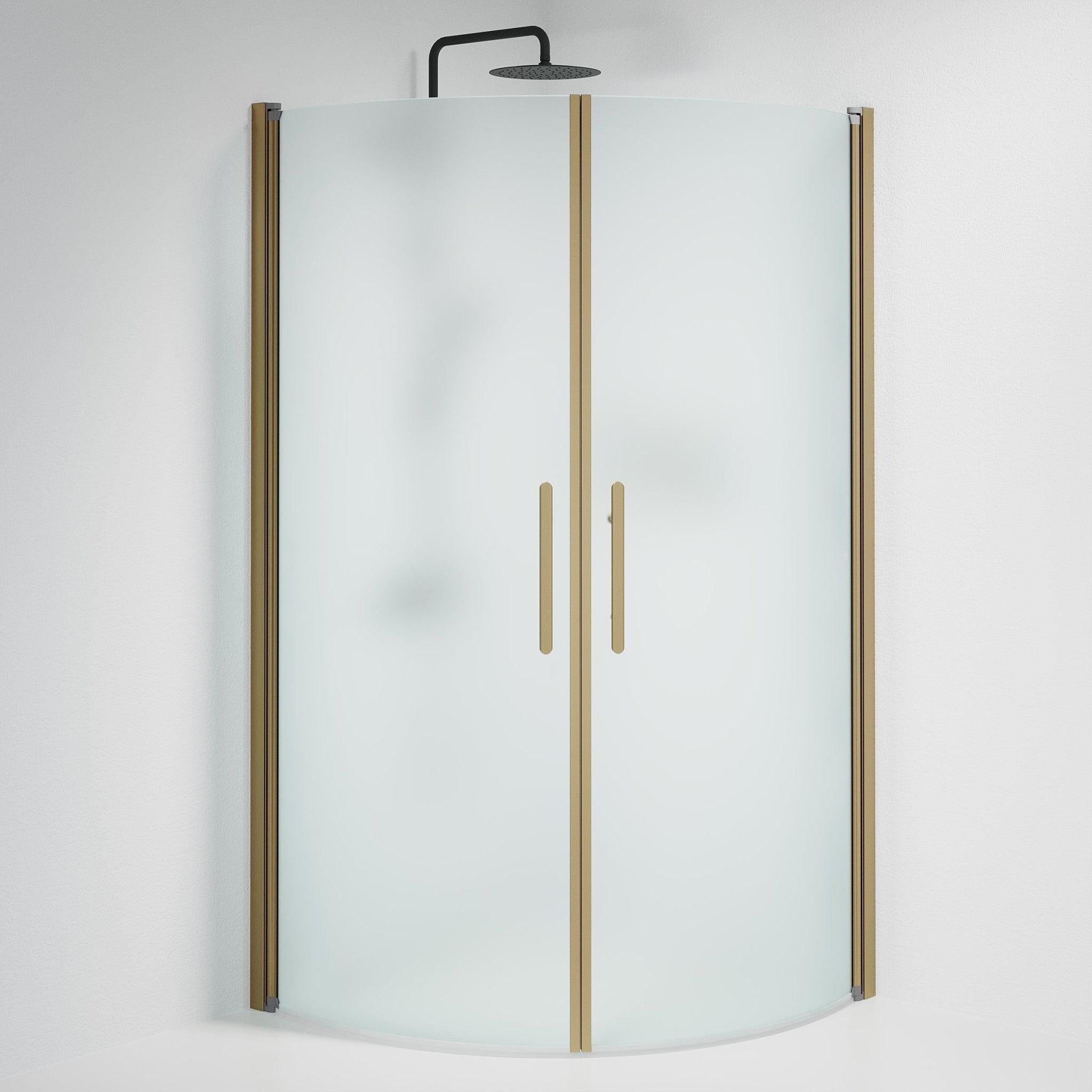 Vänern Duschhörn, Rund, Frostat Glas, Brons Profil - Duschhörna - BATH DELUXE - PRESTIGE - 35 - 901 - 70 - 55 - 00 - BATHDELUXE SWEDEN