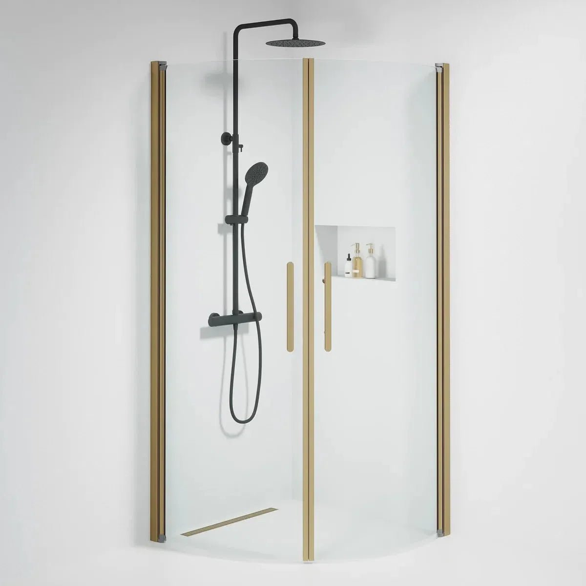 Vänern Duschhörn, Rund, Klarglas, Brons Profil - Duschhörna - BATH DELUXE - PRESTIGE - 35 - 909 - 70 - 50 - 00 - BATHDELUXE SWEDEN