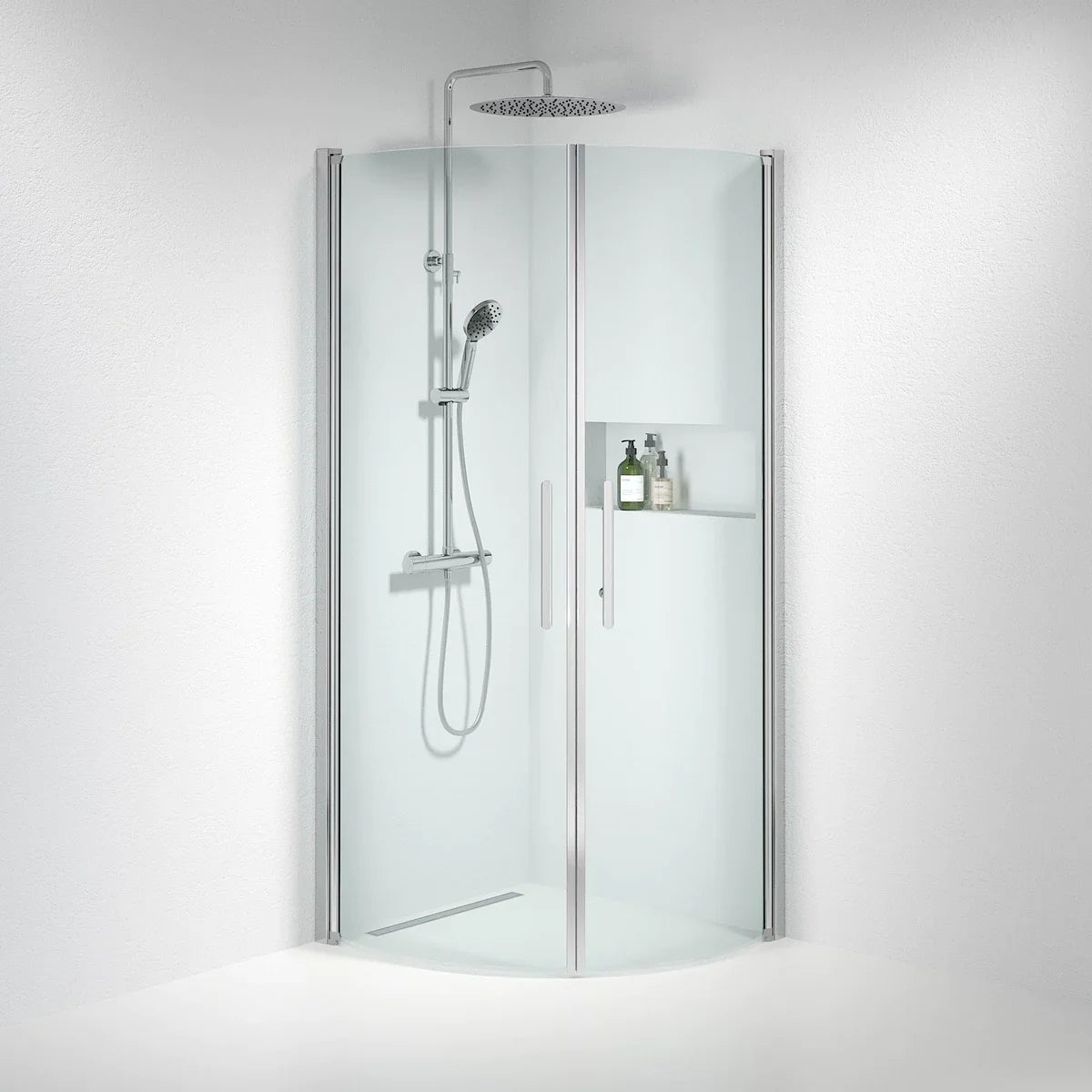 Vänern Duschhörn, Rund, Klarglas, Krom Profil - Duschhörna - BATH DELUXE - PRESTIGE - 35 - 809 - 60 - 50 - 00 - BATHDELUXE SWEDEN