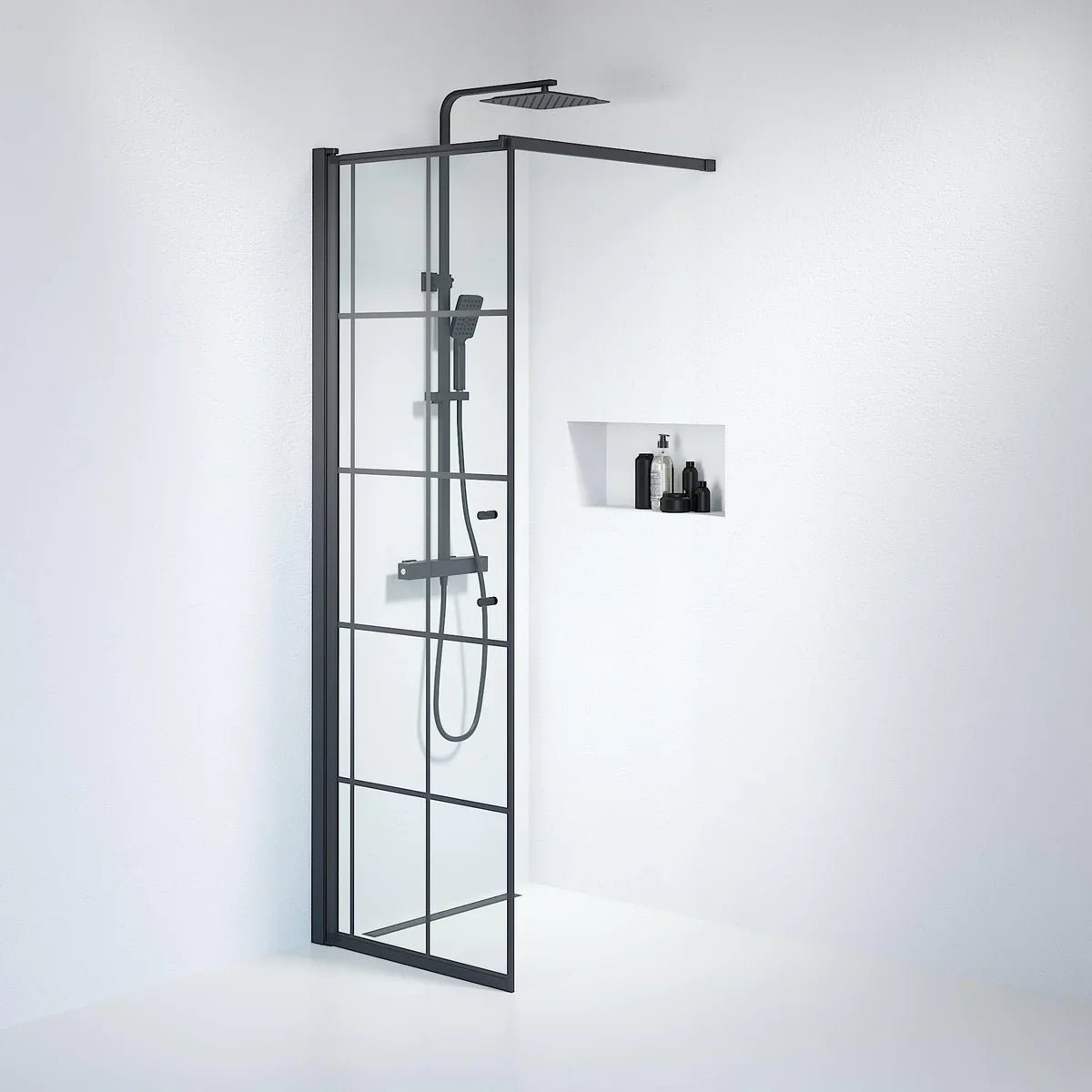 Vänern Duschvägg, Klarglas Med Svarte Spröjs, Svart Profil - Duschväggar - BATH DELUXE - PRESTIGE - 39 - 070 - 02 - 49 - 01 - BATHDELUXE SWEDEN