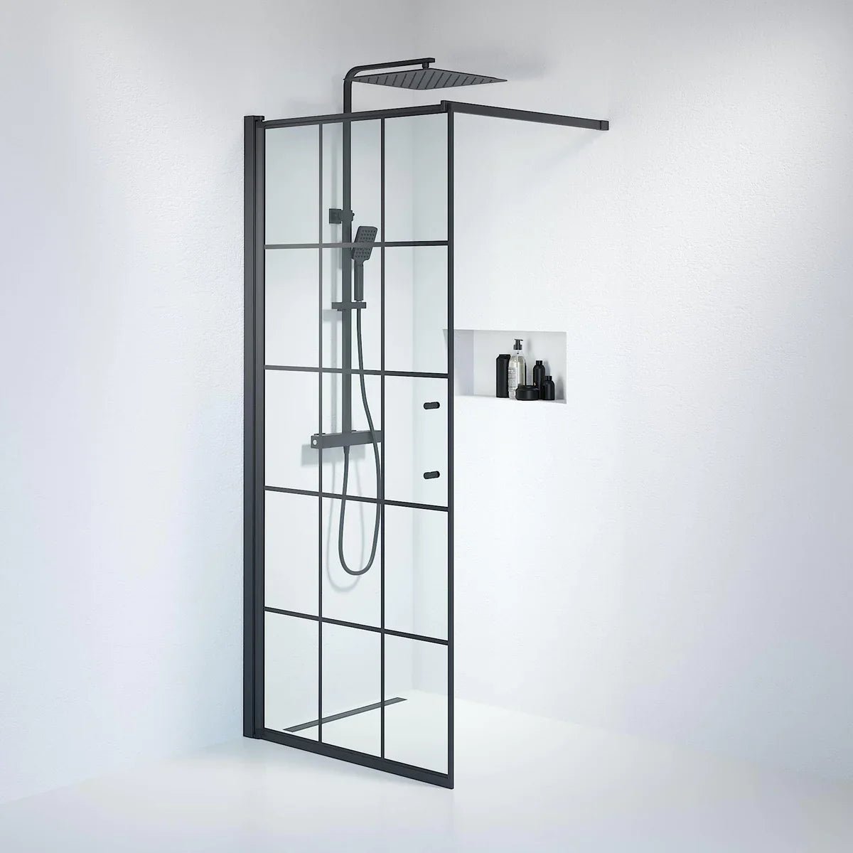 Vänern Duschvägg, Klarglas Med Svarte Spröjs, Svart Profil - Duschväggar - BATH DELUXE - PRESTIGE - 39 - 090 - 02 - 49 - 01 - BATHDELUXE SWEDEN