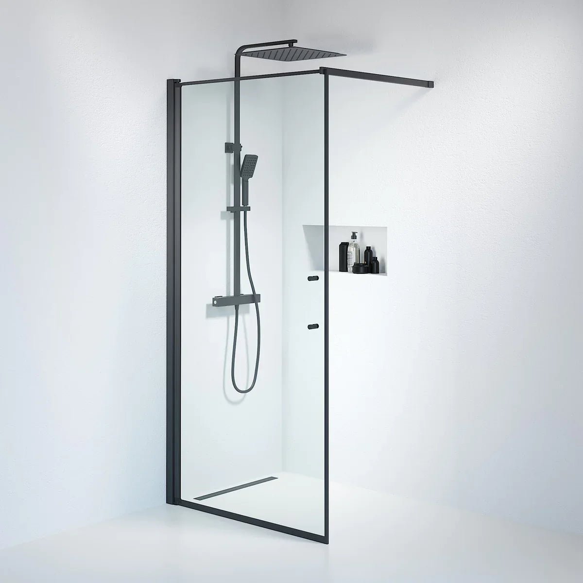 Vänern Duschvägg, Klarglas, Svart Profil - Duschväggar - BATH DELUXE - PRESTIGE - 39 - 100 - 02 - 50 - 00 - BATHDELUXE SWEDEN