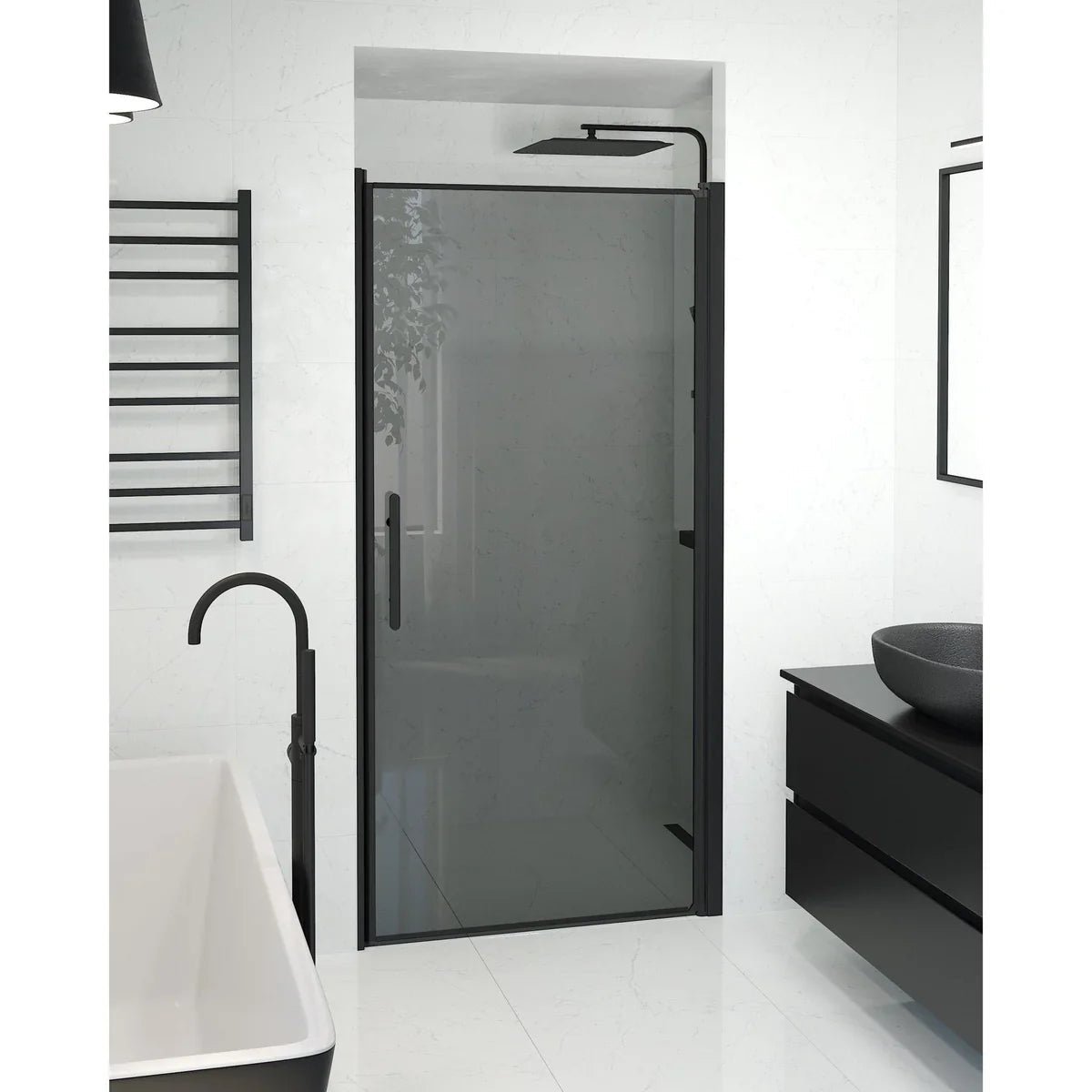 Vänern Niche Duschdörr, Rökfärgat Glas, Svart Profil - Nischduschar - BATH DELUXE - PRESTIGE - 38 - 100 - 00 - 56 - 00 - BATHDELUXE SWEDEN