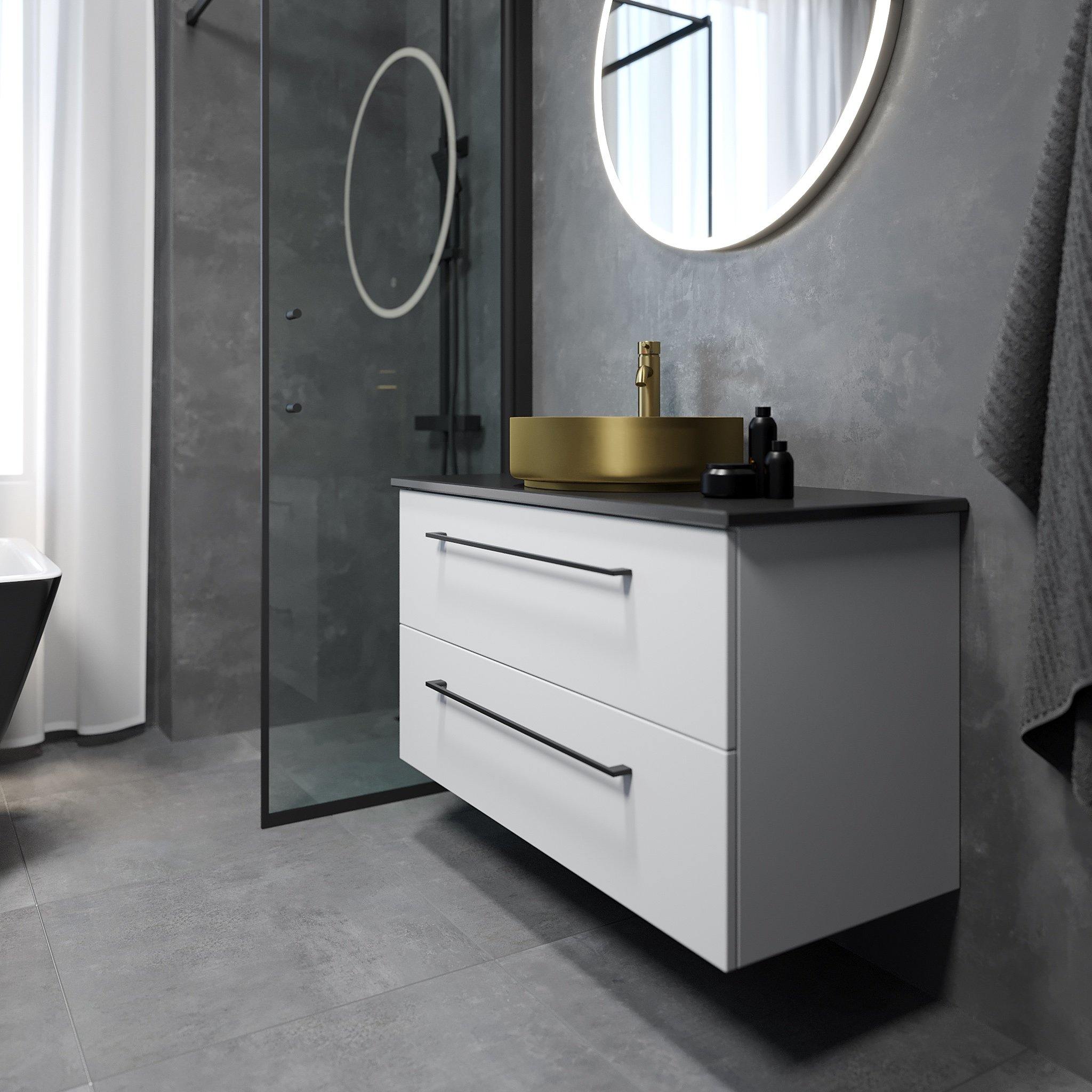 Vatland Badrumsmöbel, Vit Matt - Tvättställsskåp - BATH DELUXE - PRESTIGE - 70 - 100 - 38 - 01 - 40 - BATHDELUXE SWEDEN